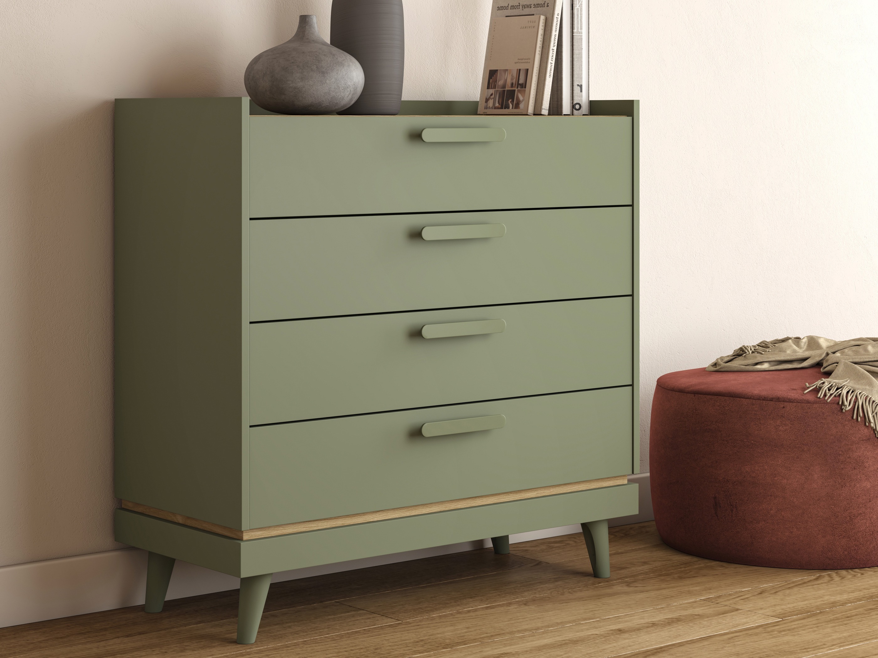 Chest of drawers Fertalu 104 (Green + Oak)