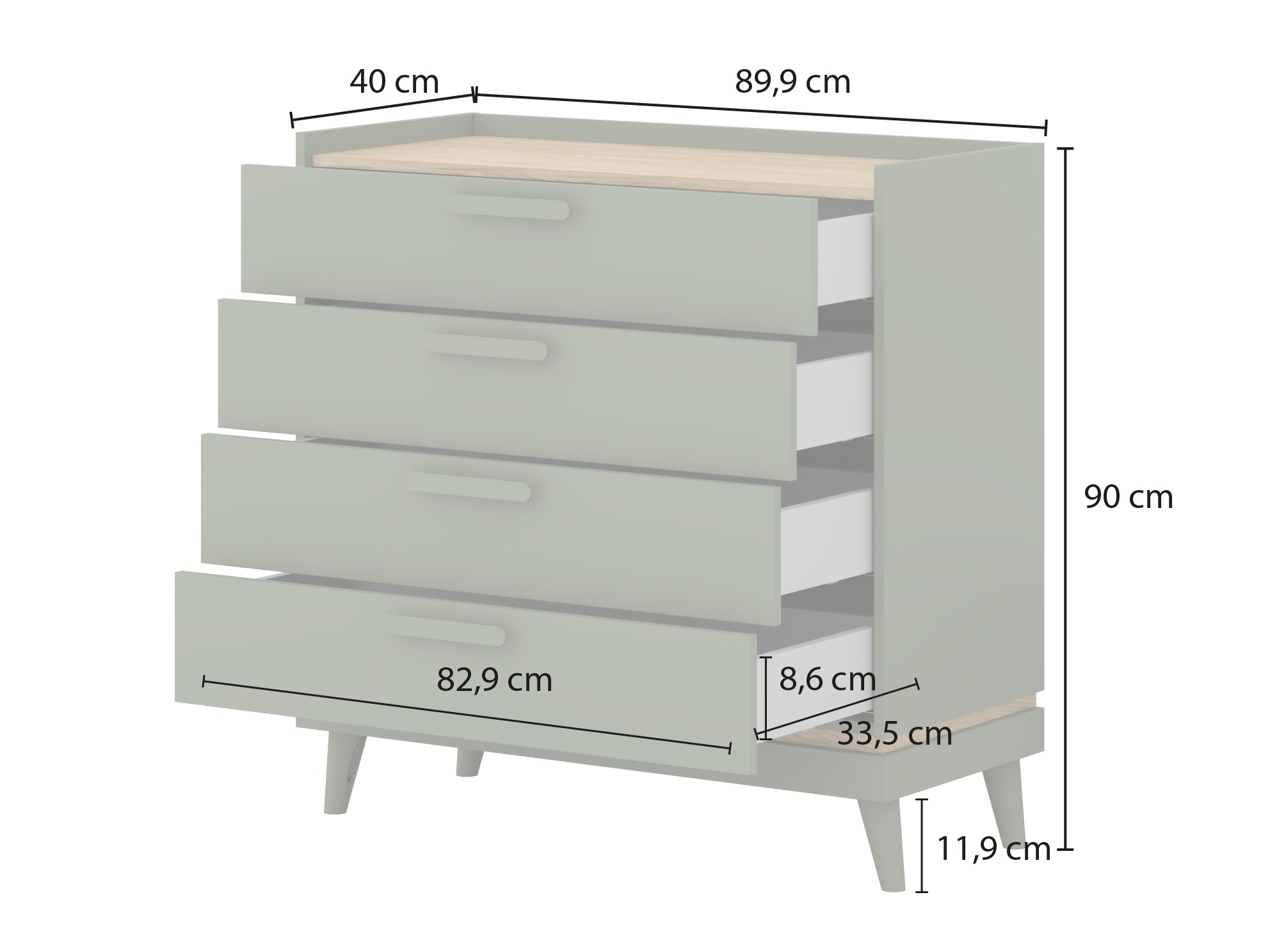Chest of drawers Fertalu 104 (Green + Oak)