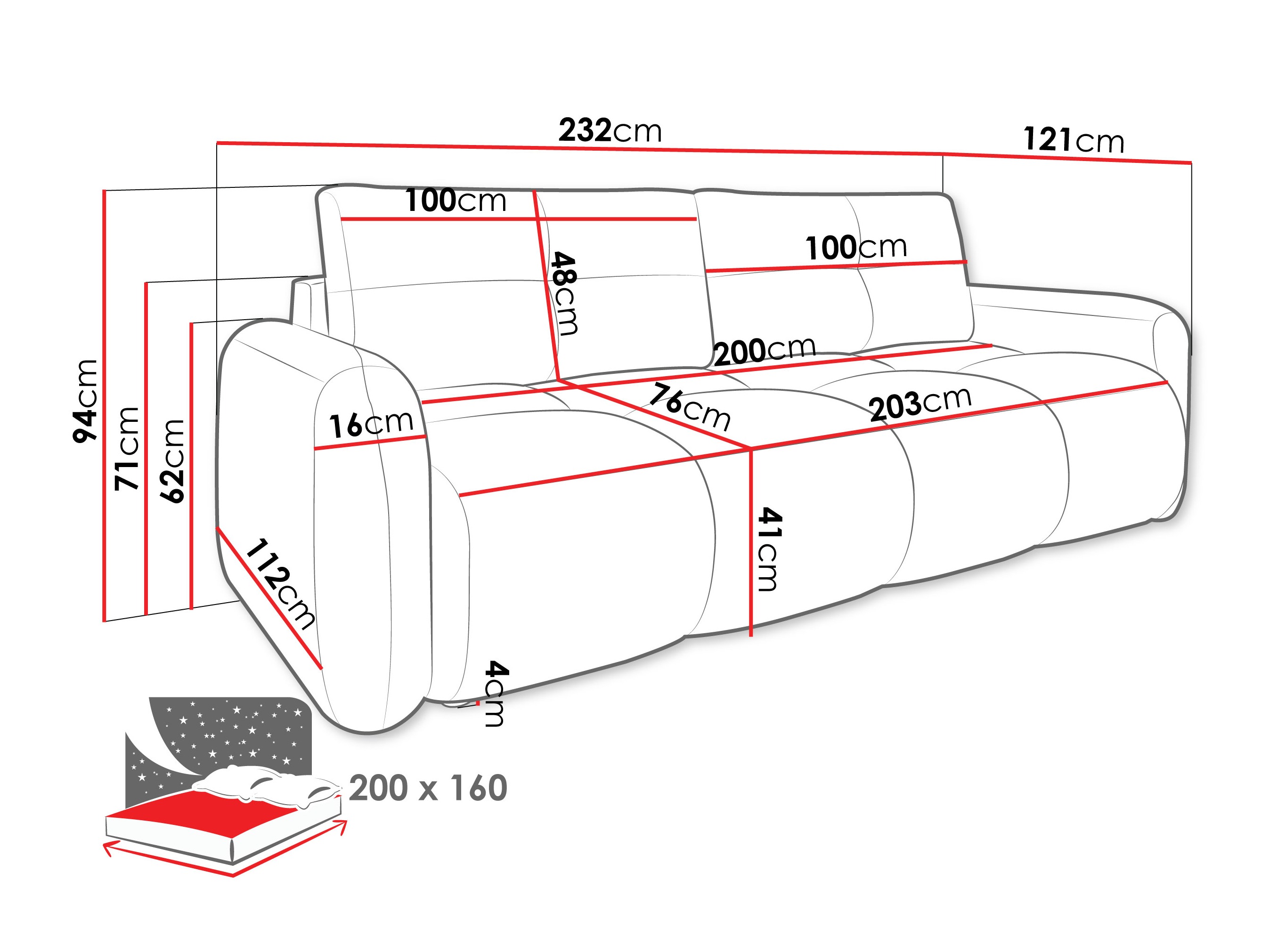 Sofa bed Clinton 100 (Lambi 04)