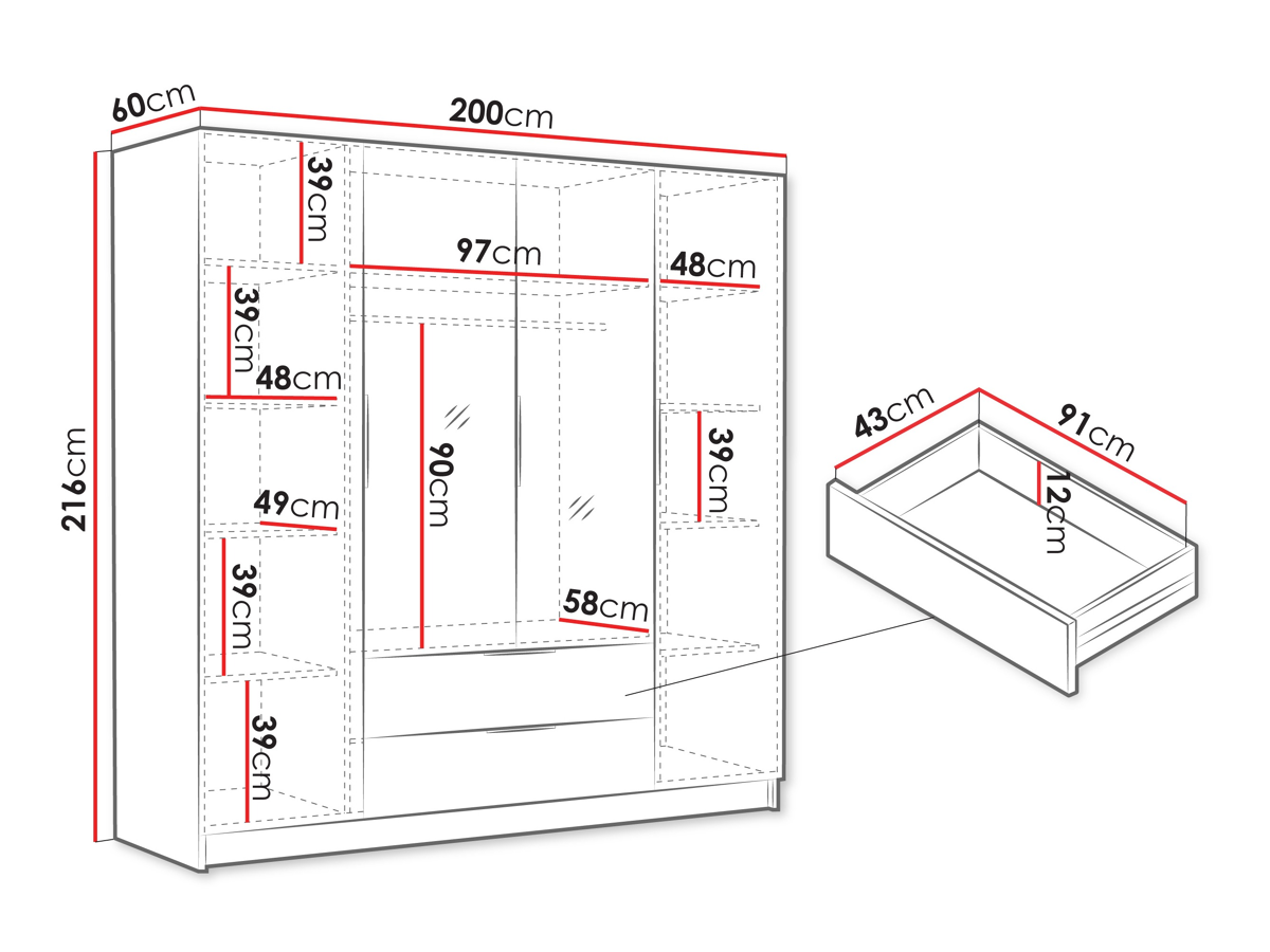 Wardrobe Closico 201 (Oak)