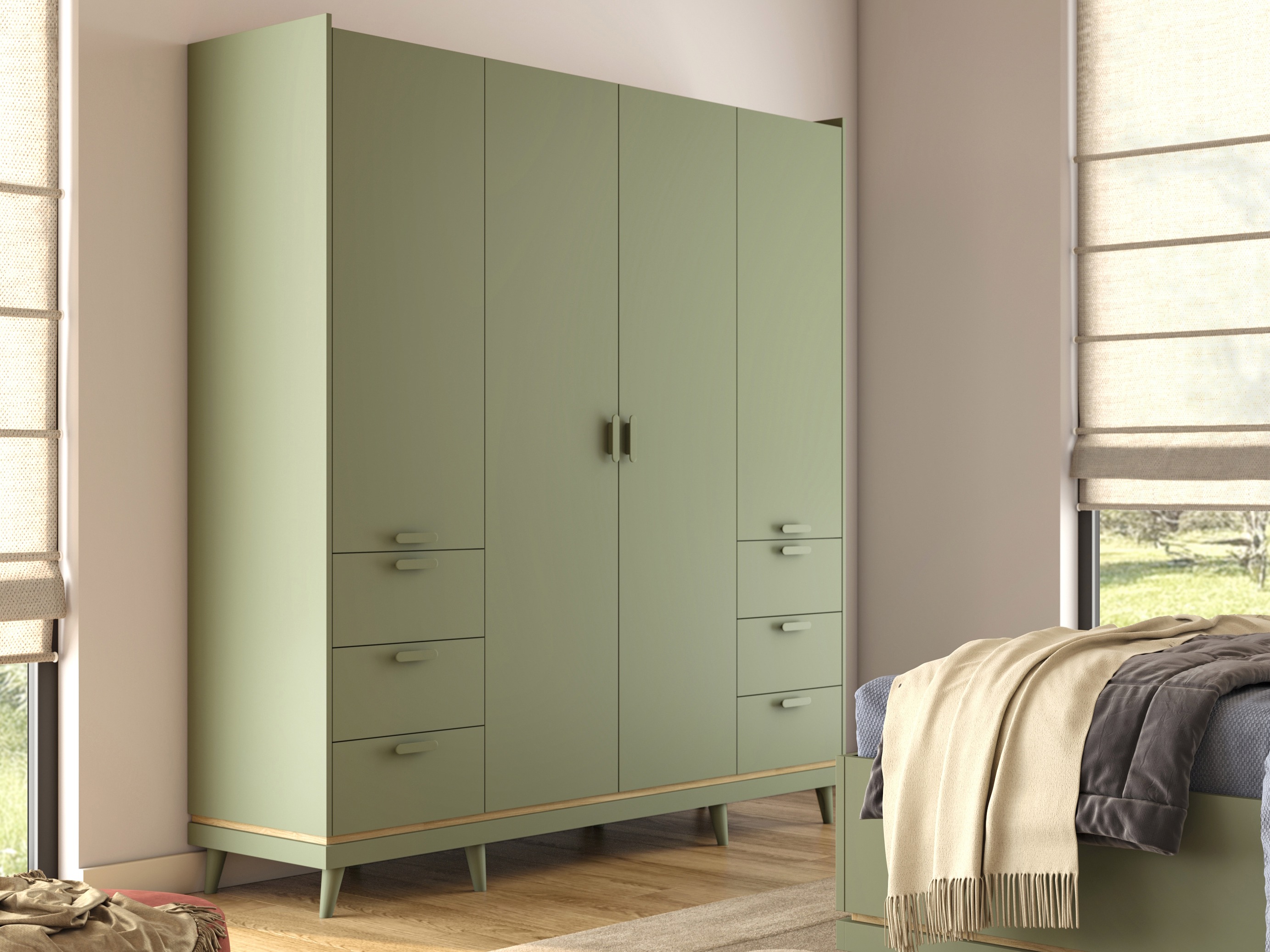 Wardrobe Fertalu 101 (Green + Oak)