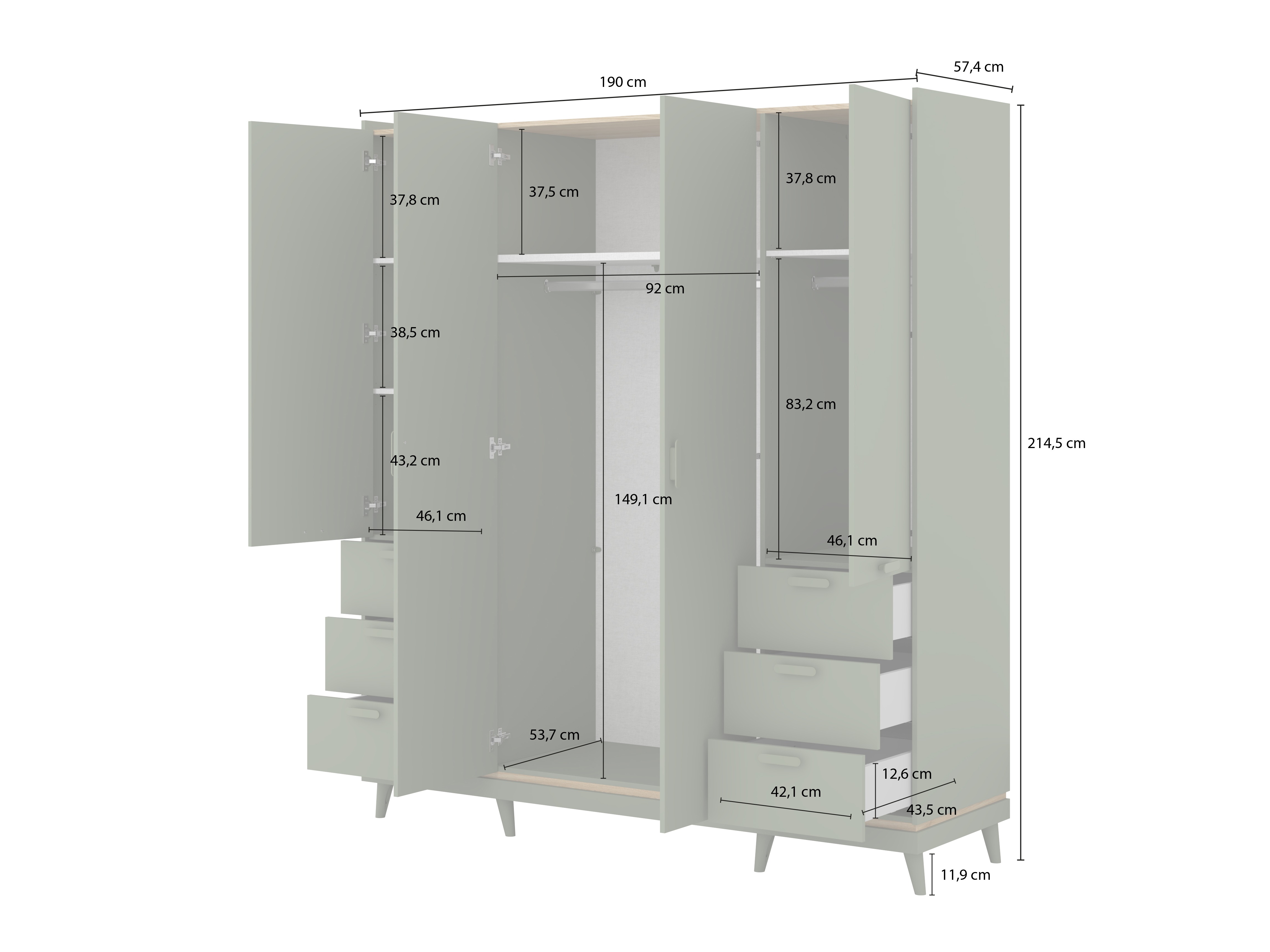 Wardrobe Fertalu 101 (Green + Oak)