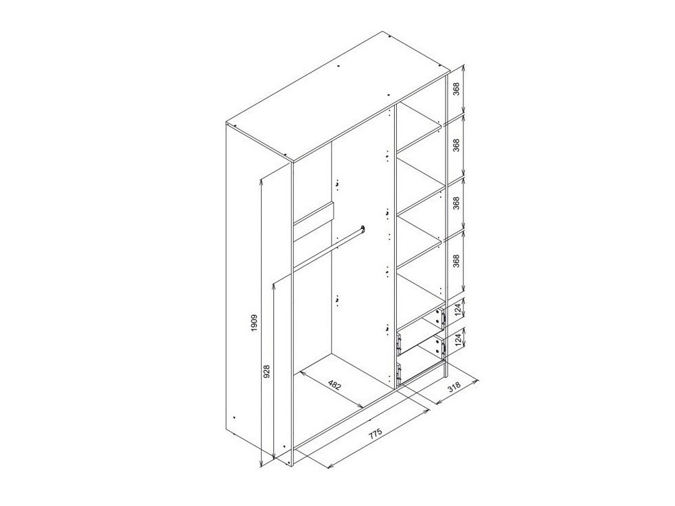 Wardrobe Orlando 222 (Light oak)