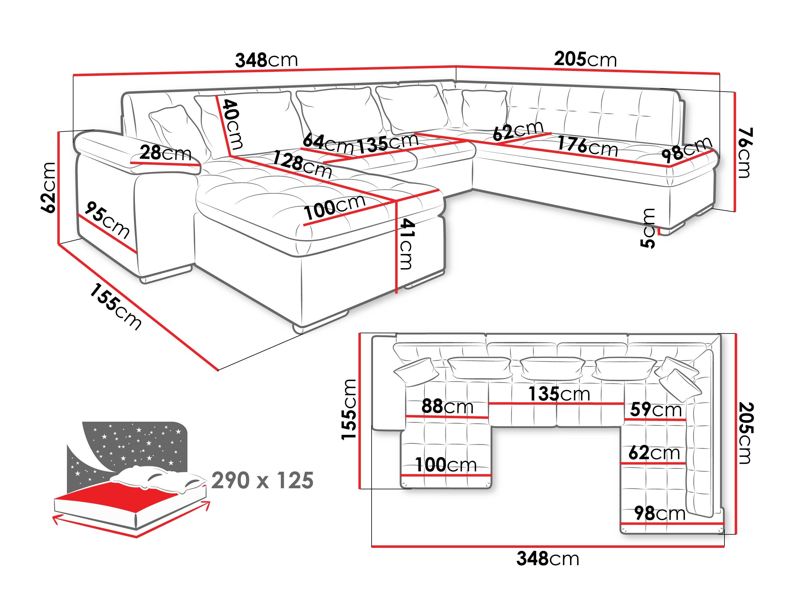 Corner sofa Comfivo Gemma V (Maya 09 + Corbett 78)