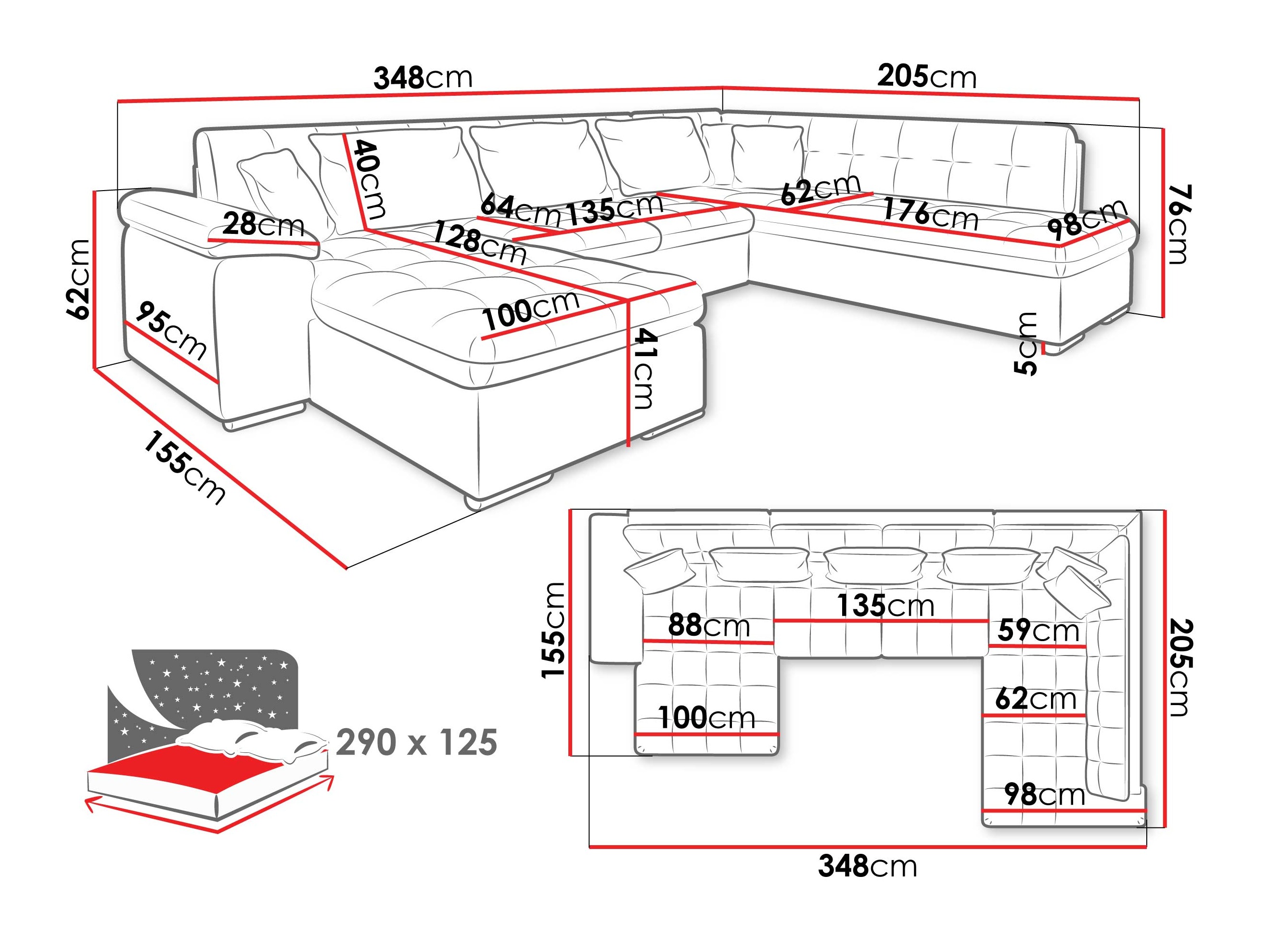 Corner sofa Comfivo Gemma V (Maya 09 + Corbett 78)