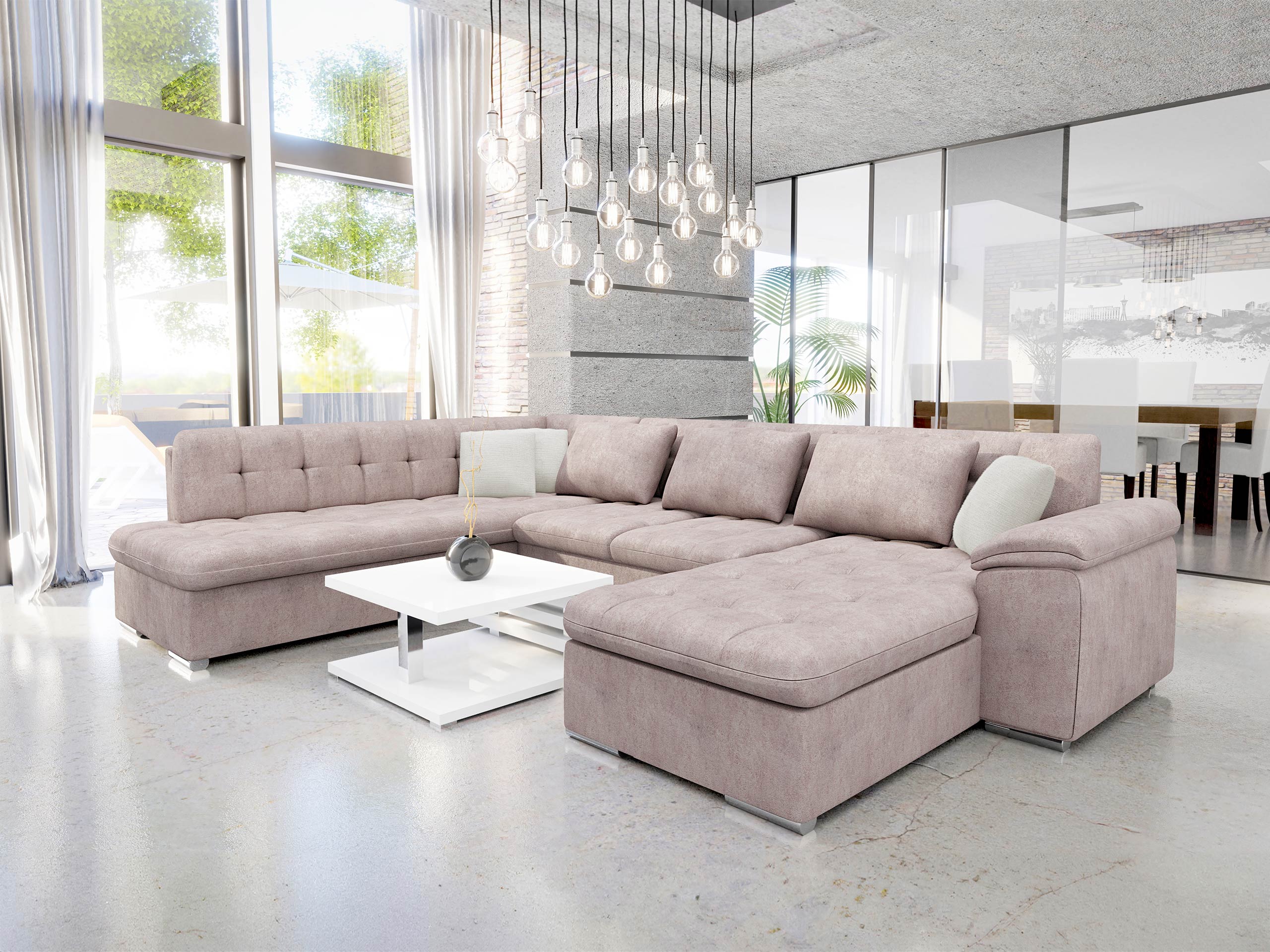 Corner sofa Comfivo Gemma V (Zoya 03 + Mokka 03)