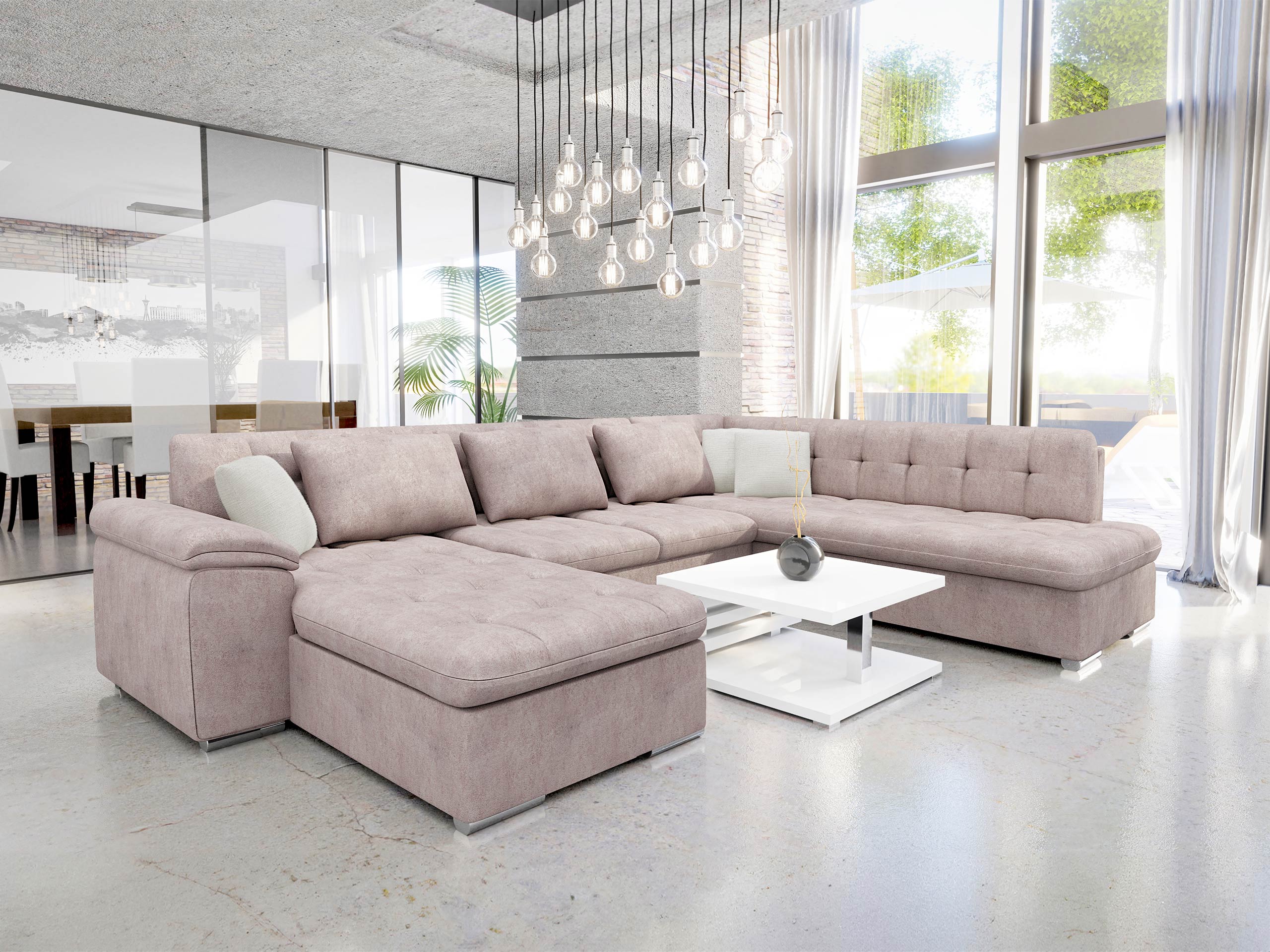 Corner sofa Comfivo Gemma V (Zoya 03 + Mokka 03)
