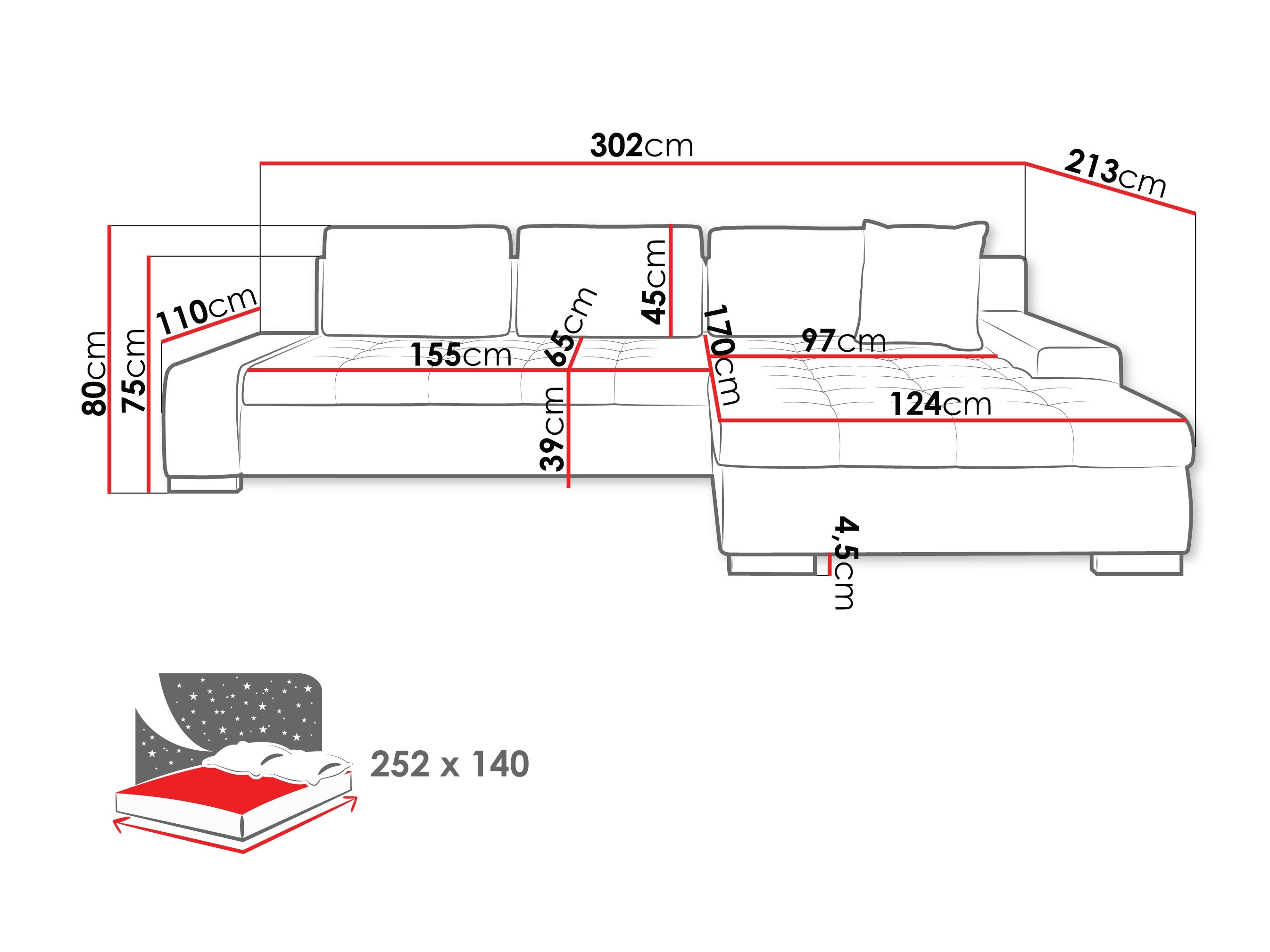 Corner sofa Comfivo Nitor II (Piano 21 + Mokka 03)