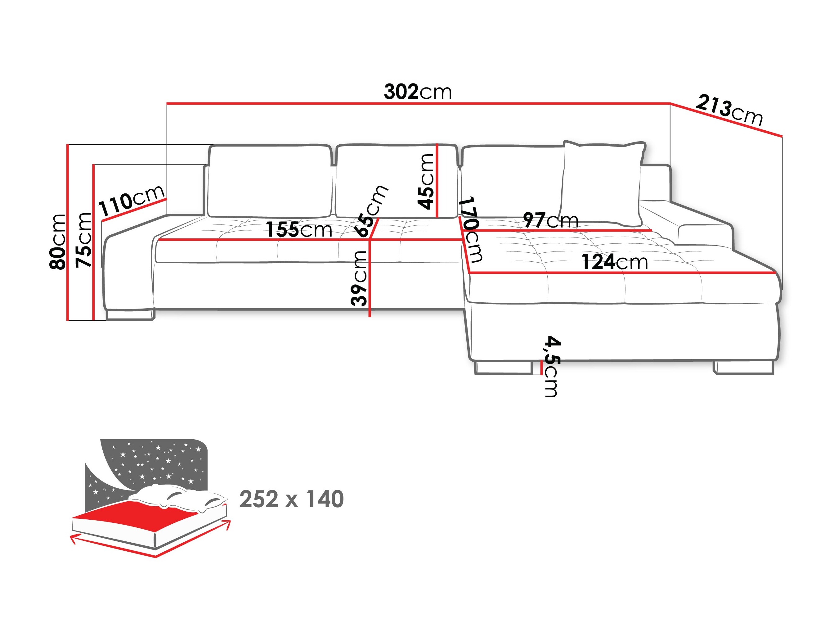 Corner sofa Comfivo Nitor II (Piano 26 + Mokka 82)