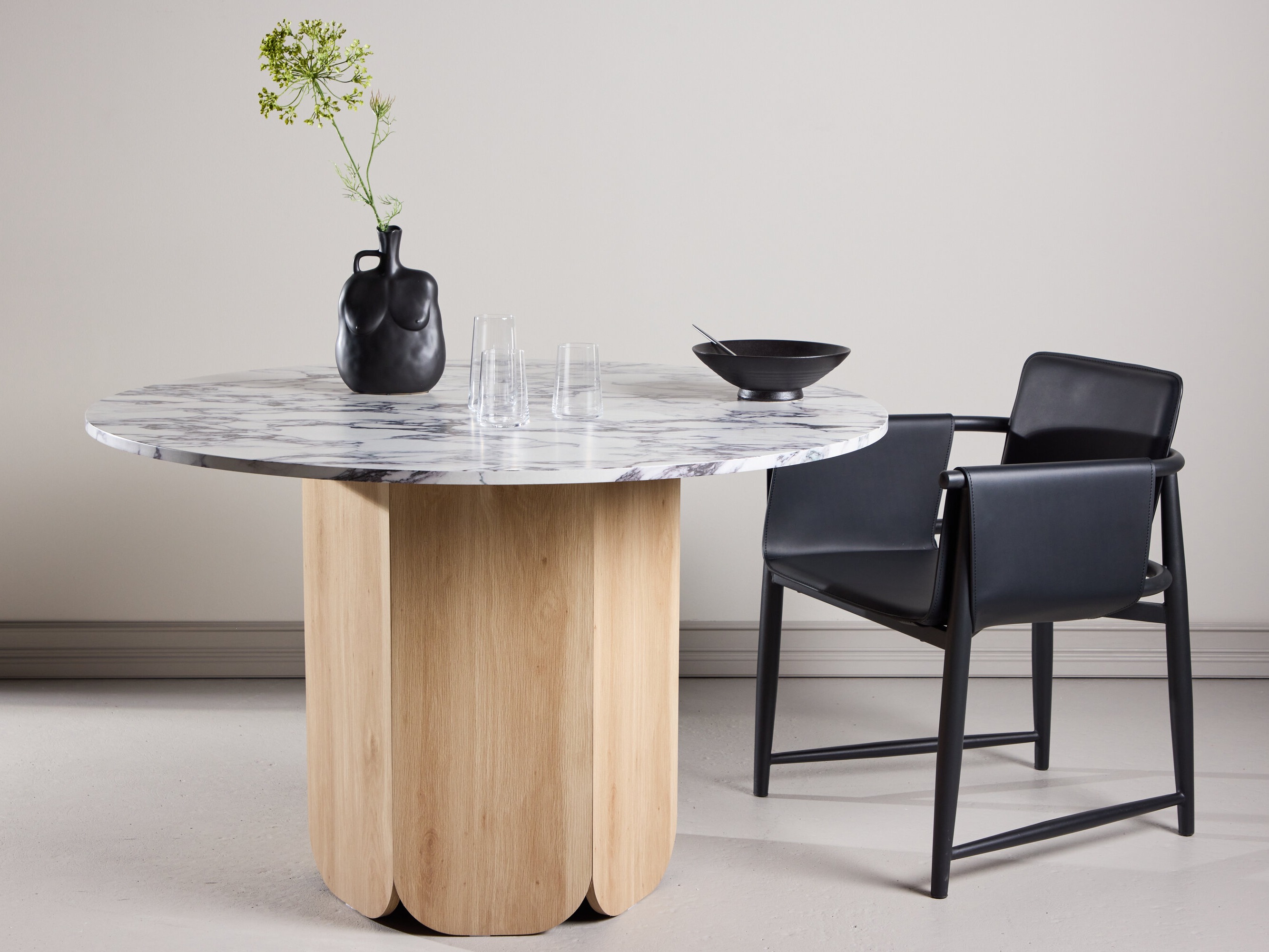 Table Dallas 4894 (Grey marble + Light brown)