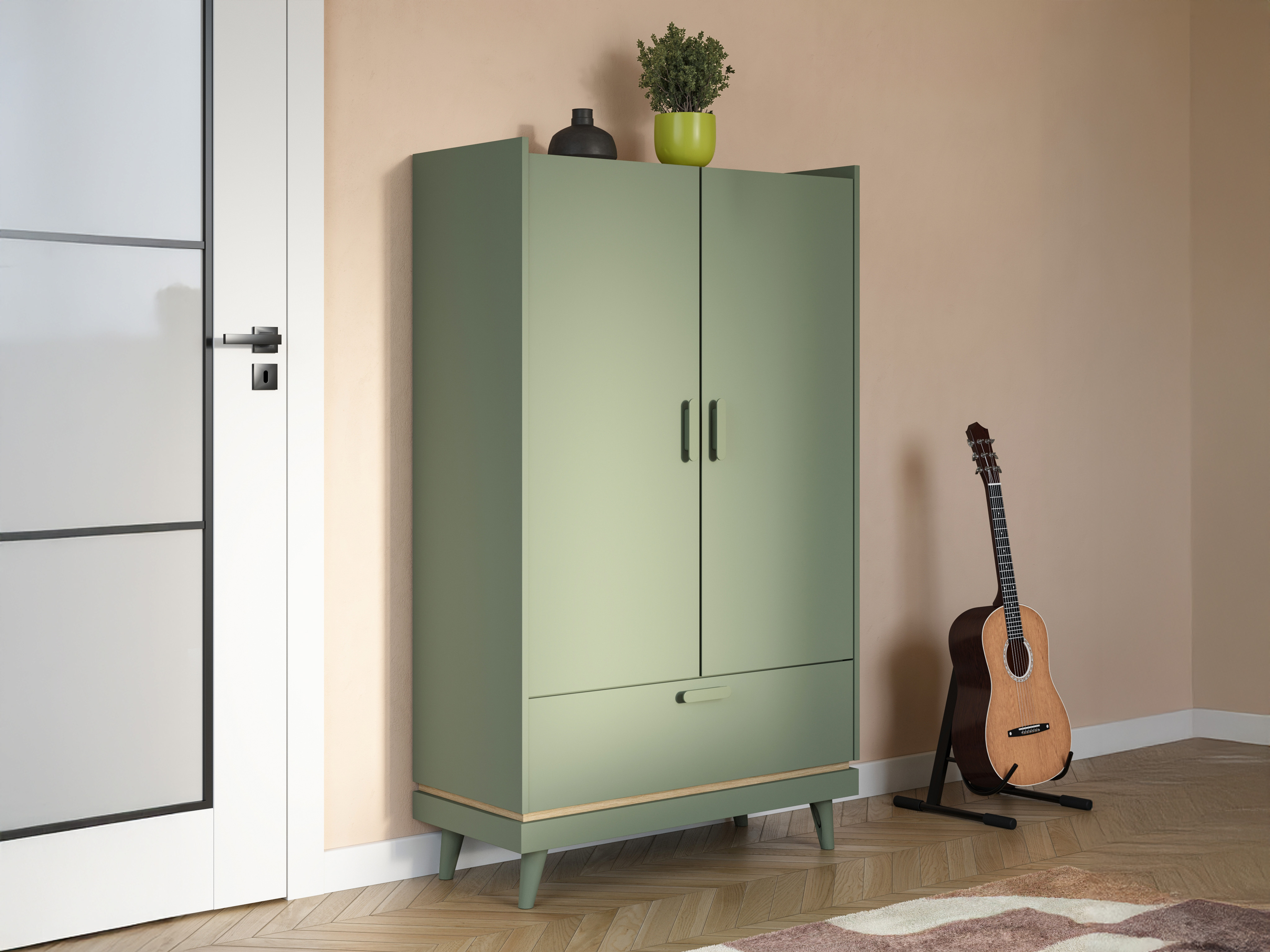 Bookcase Fertalu 105 (Green + Oak)