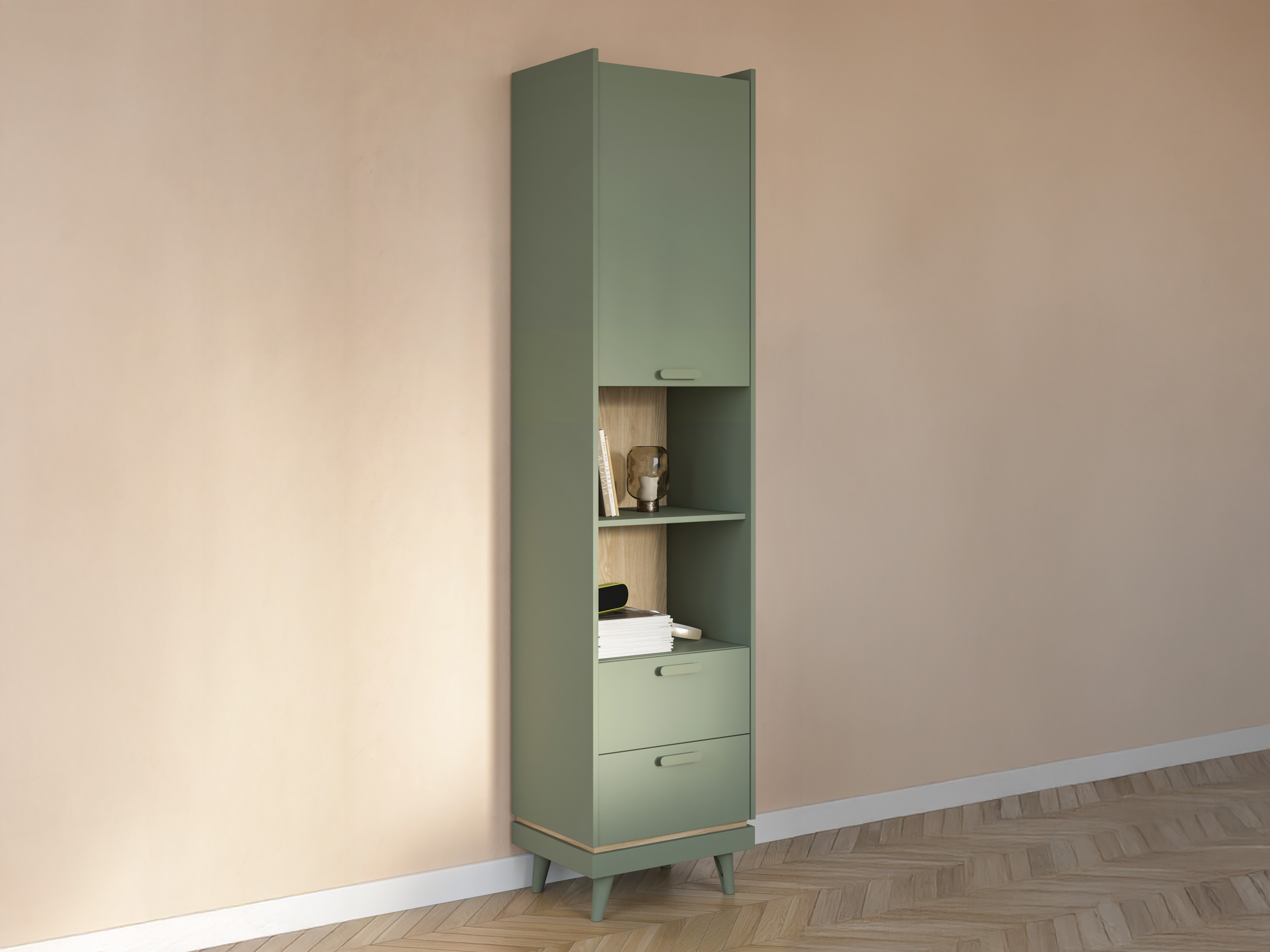 Bookcase Fertalu 106 (Green + Oak)