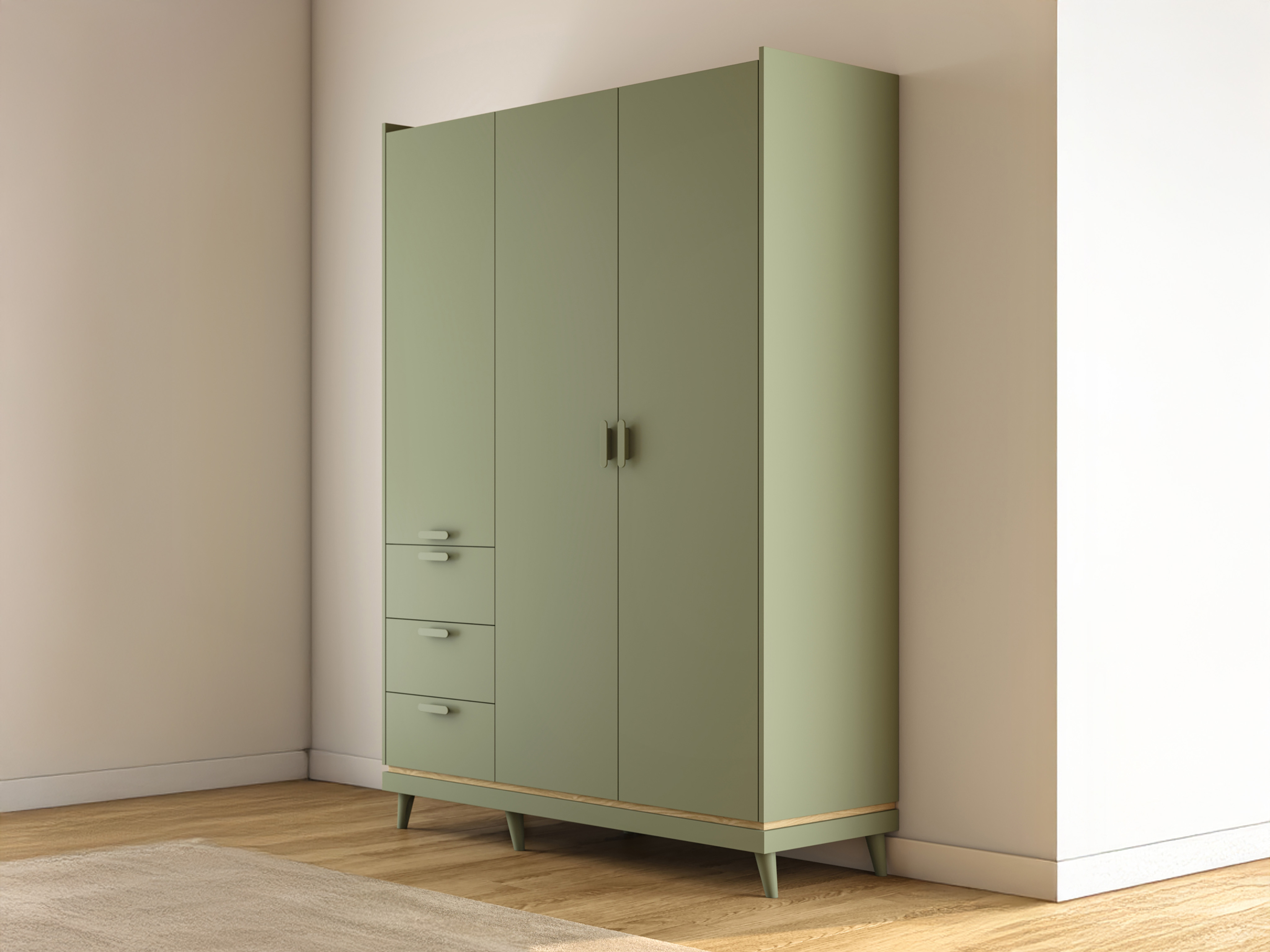 Wardrobe Fertalu 100 (Green + Oak)