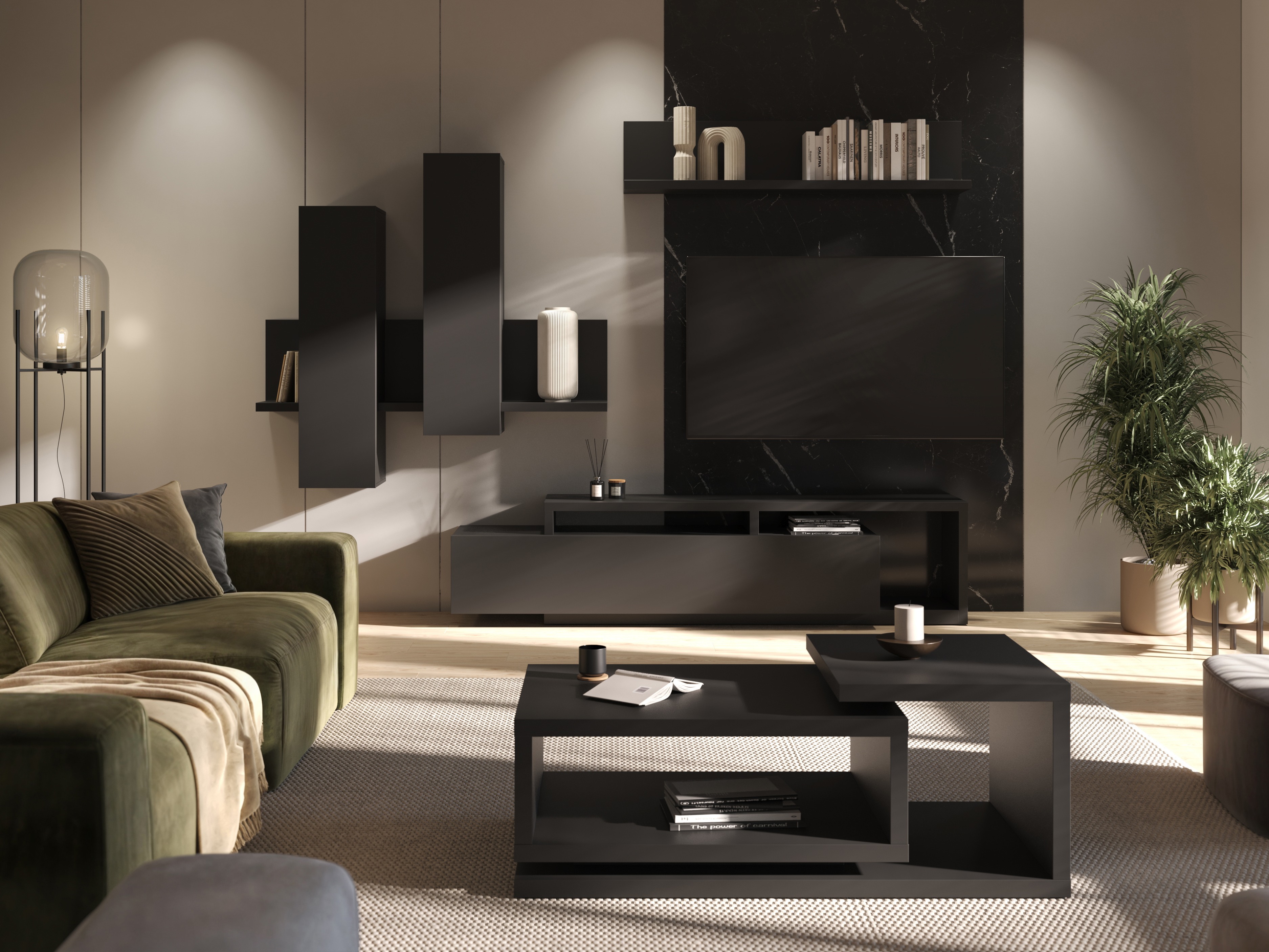 Wall cabinet Lutiva 101 (Matte black)