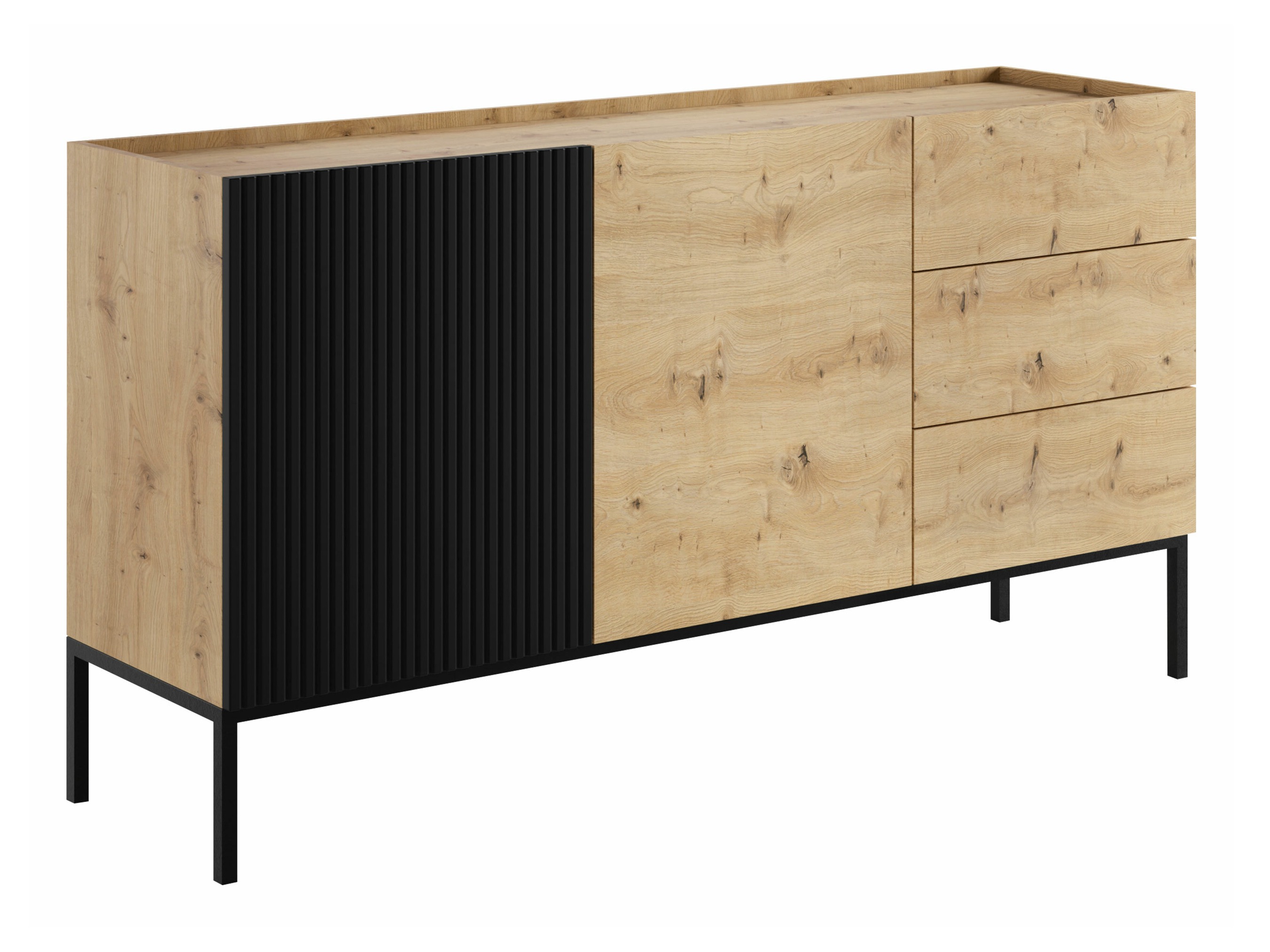 Chest of drawers Lunole 114 (Artisan oak + Black)