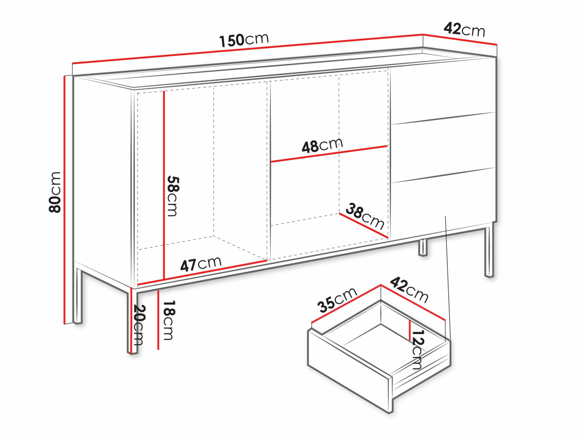 Chest of drawers Lunole 114 (Cashmere)