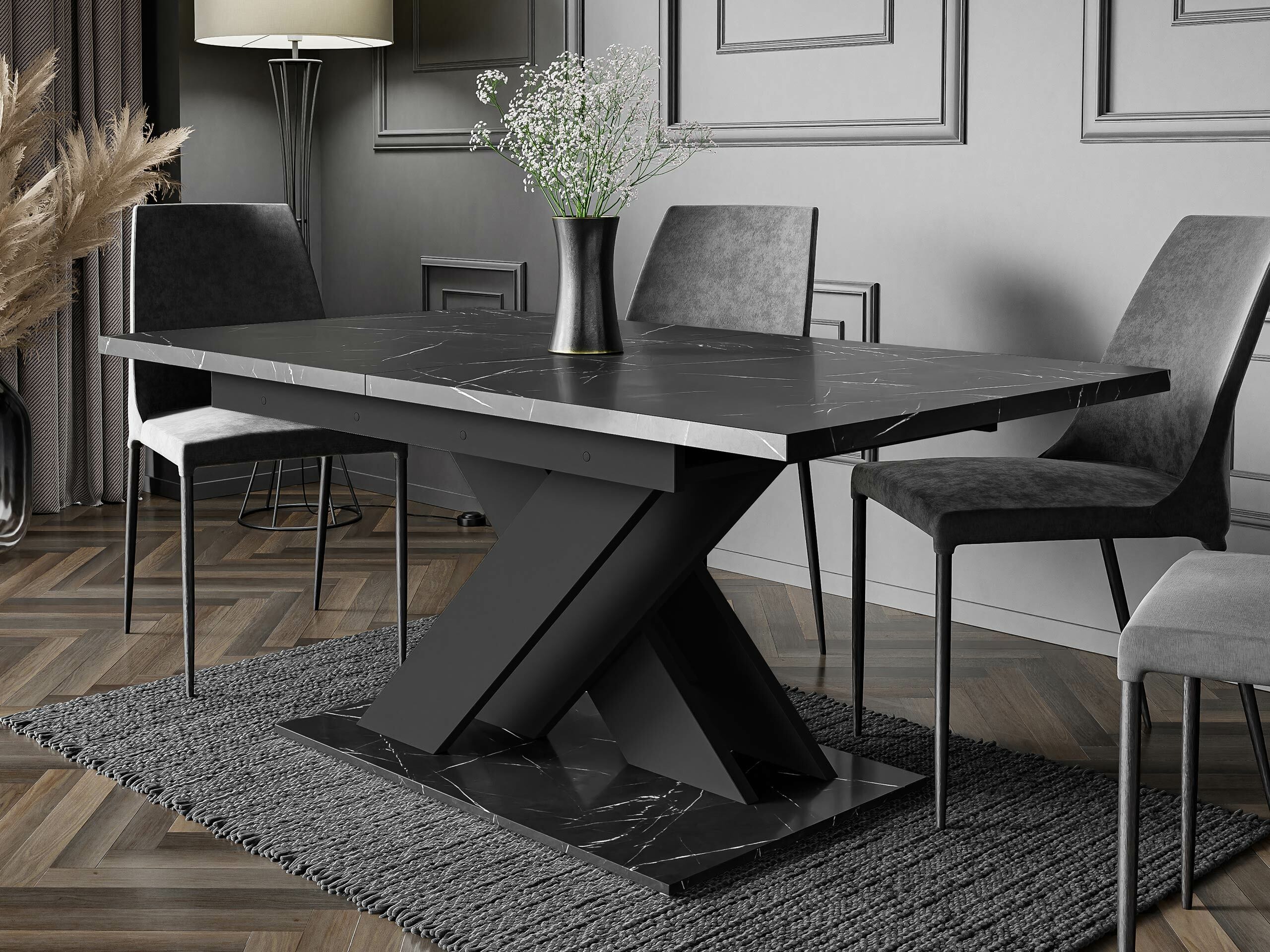 Table Decium (Black marble + Black)