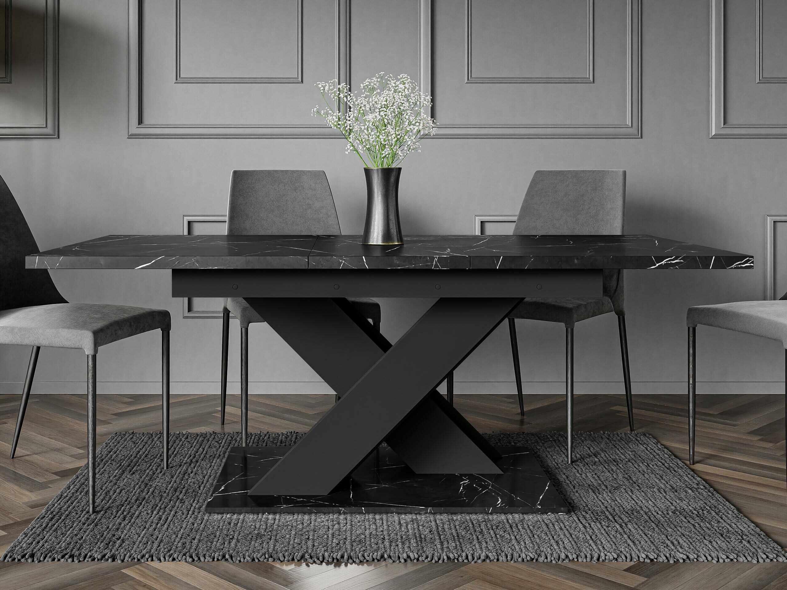 Table Decium (Black marble + Black)