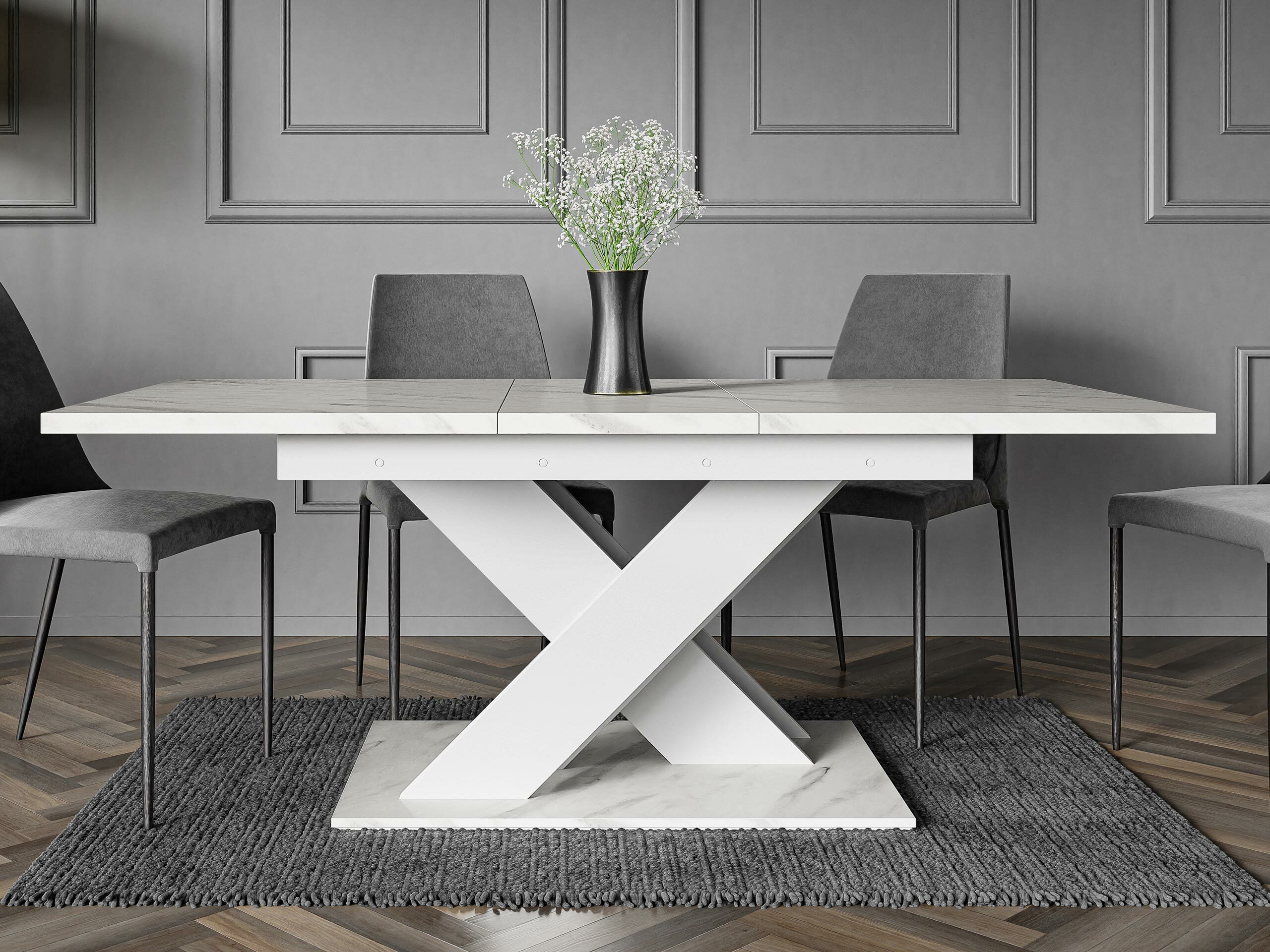 Table Decium (White marble + White)