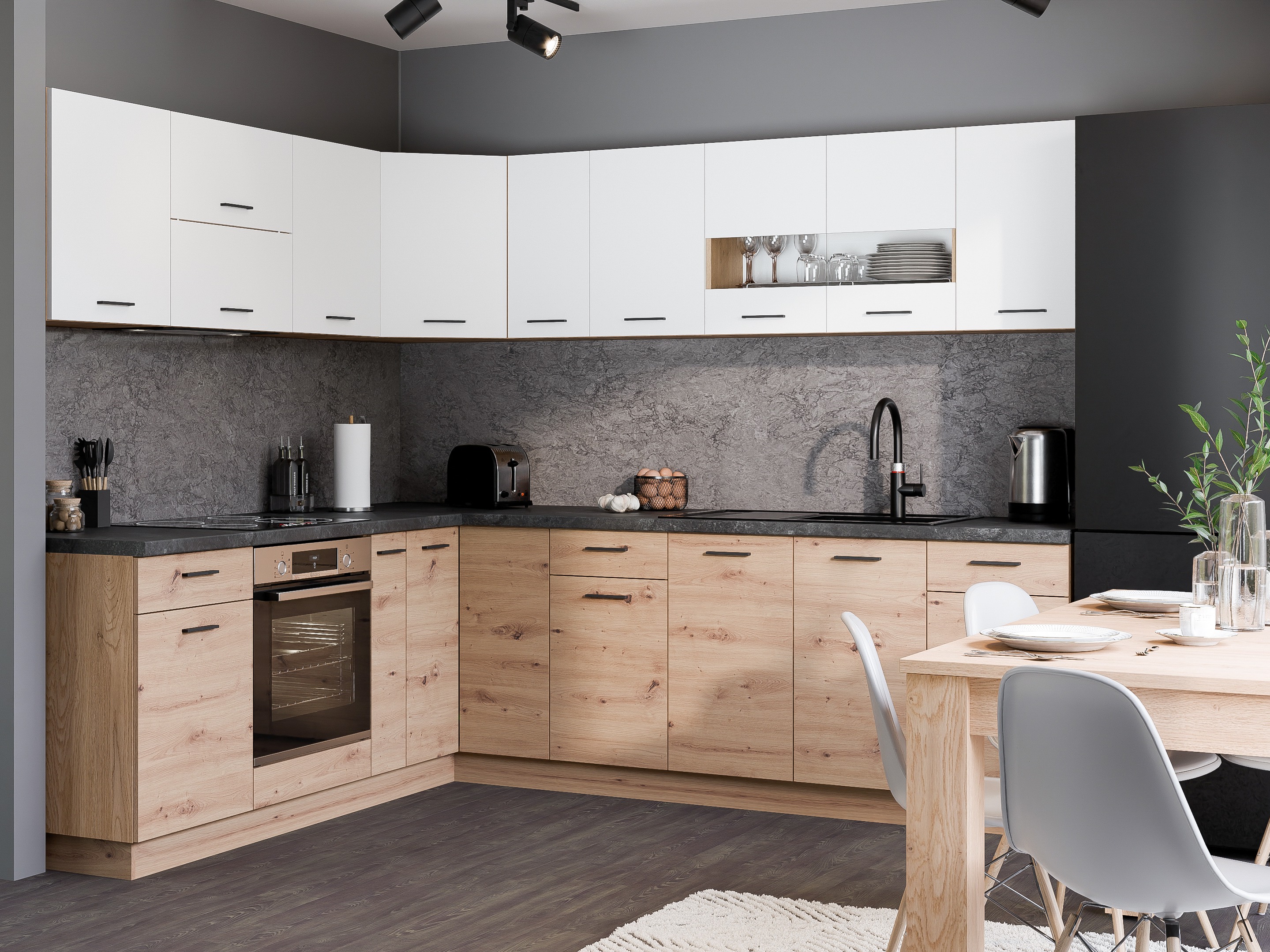 Modular wall-mounted corner cabinet Ati 163