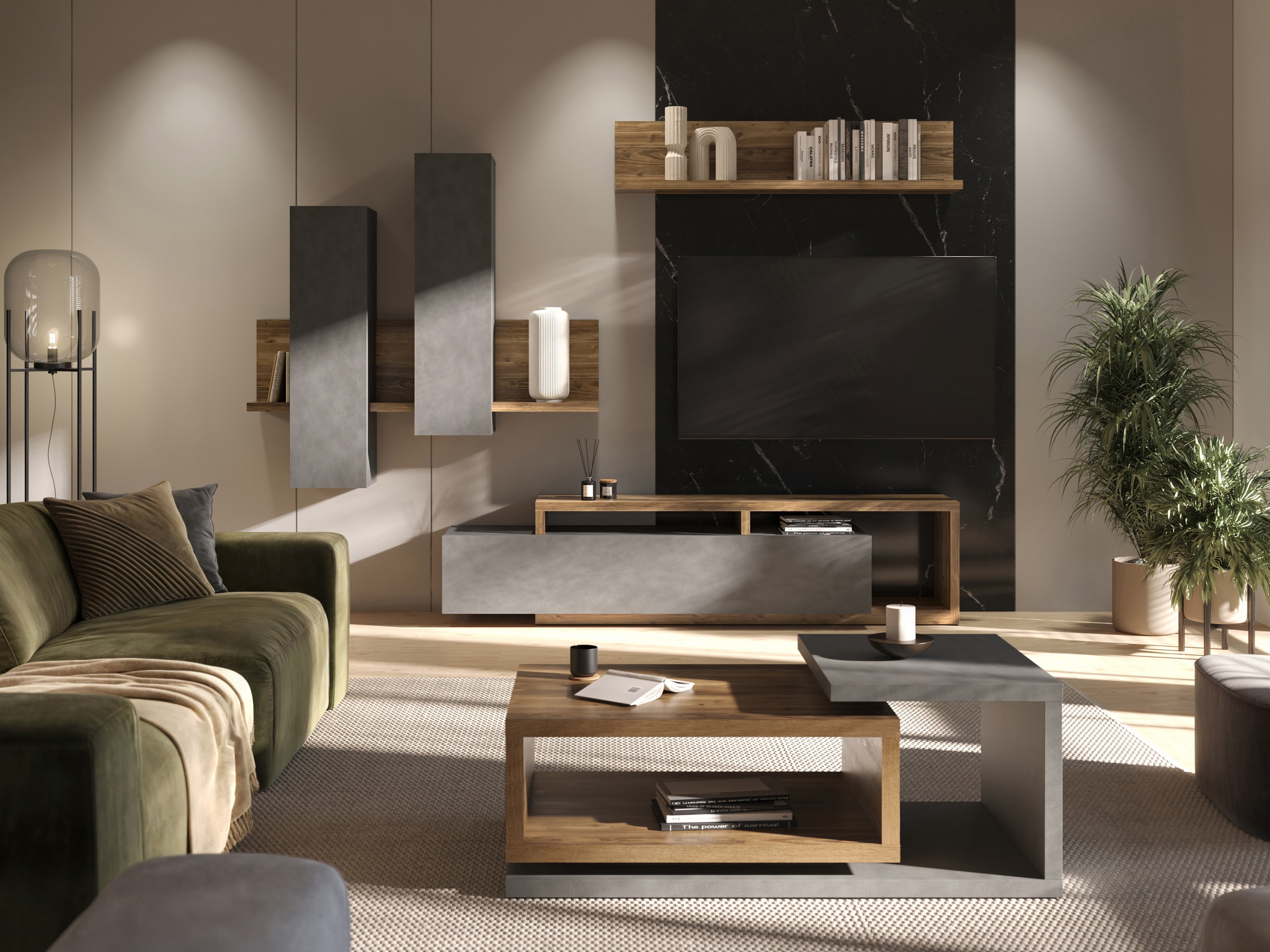 Wall cabinet Lutiva 101 (Matera grey + Dark spruce)