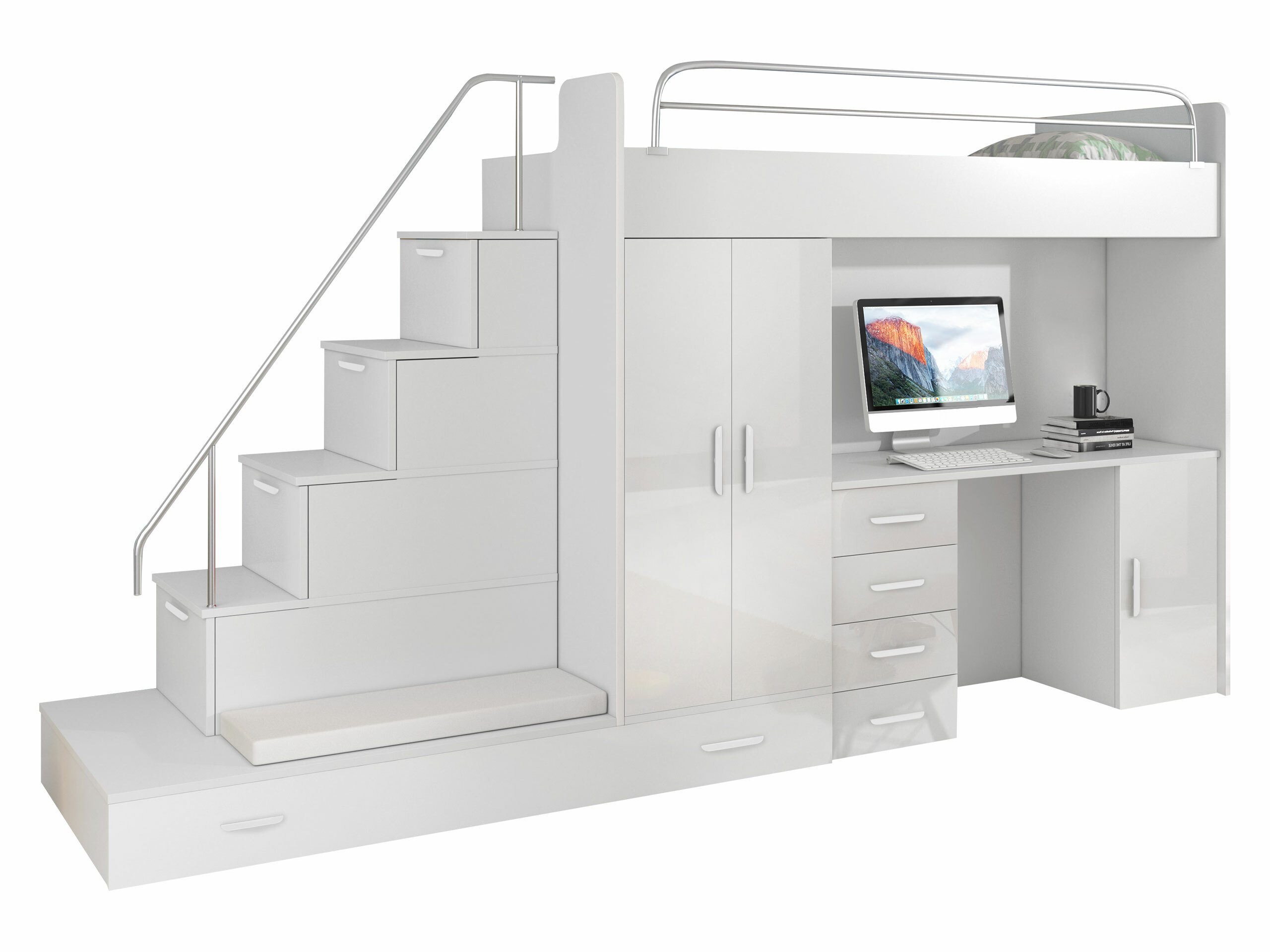 Children's room set Campus I (White + Glossy white)