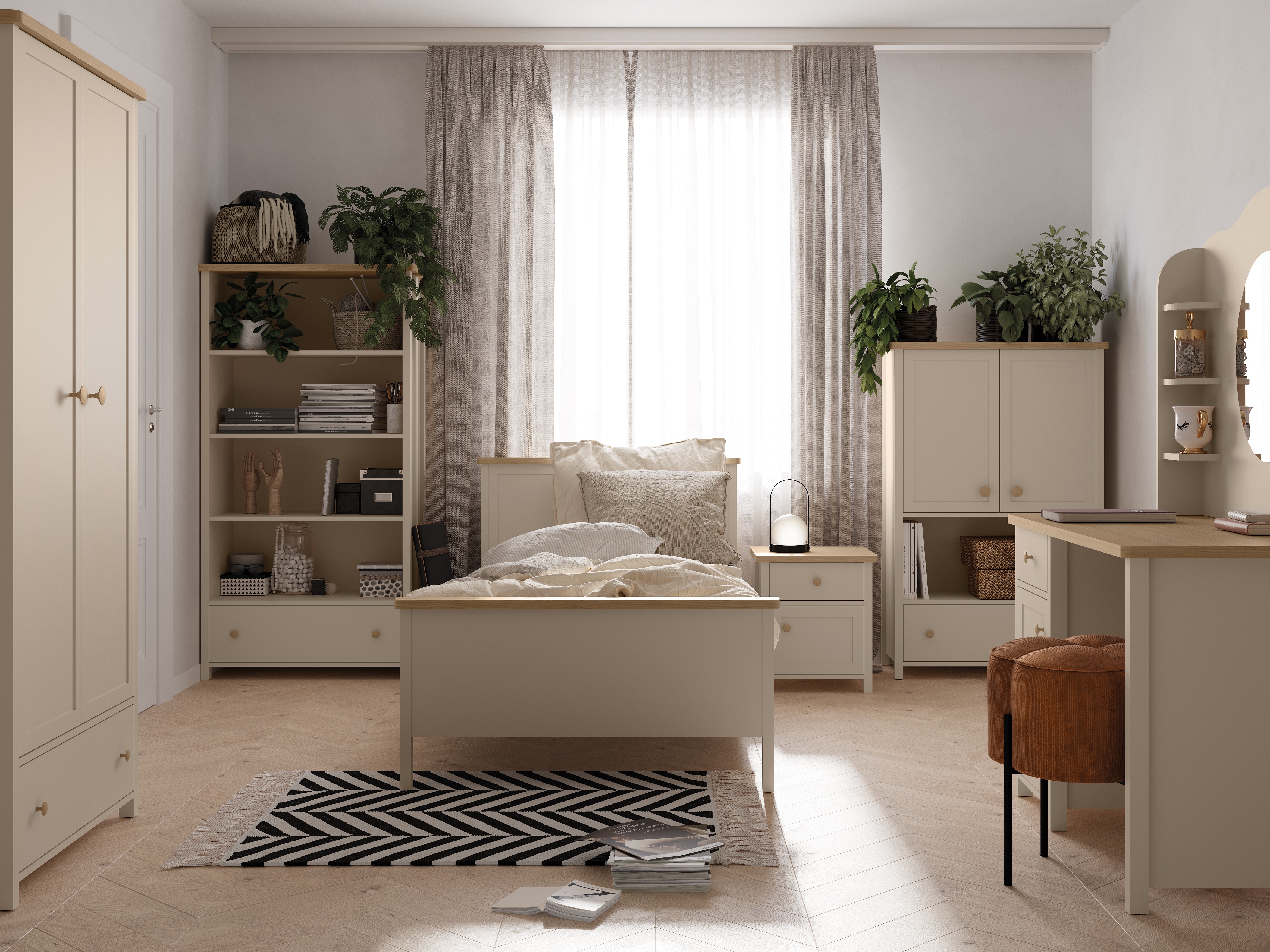Bookcase Romelbo 142 (Beige + Oak)