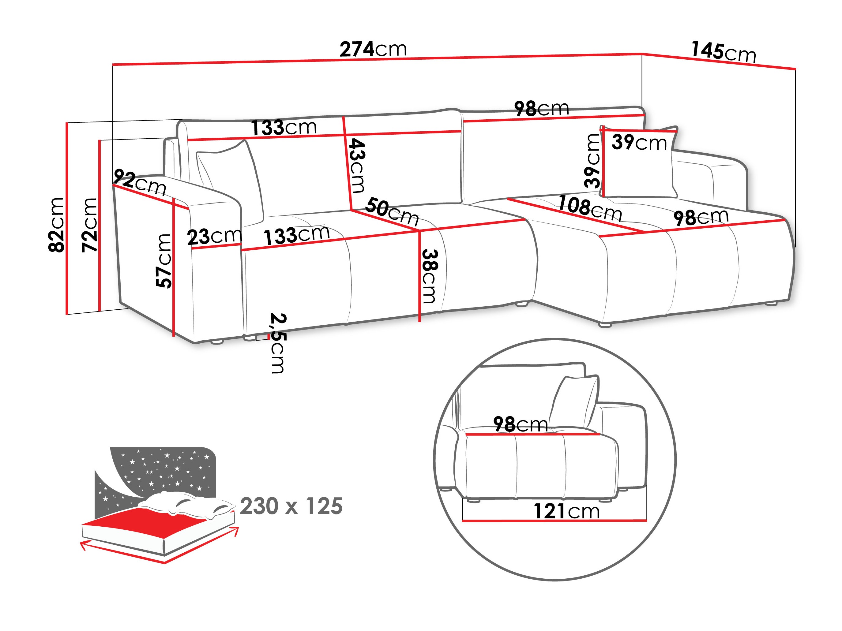 Corner sofa Comfivo Laurus I (Coral 15)