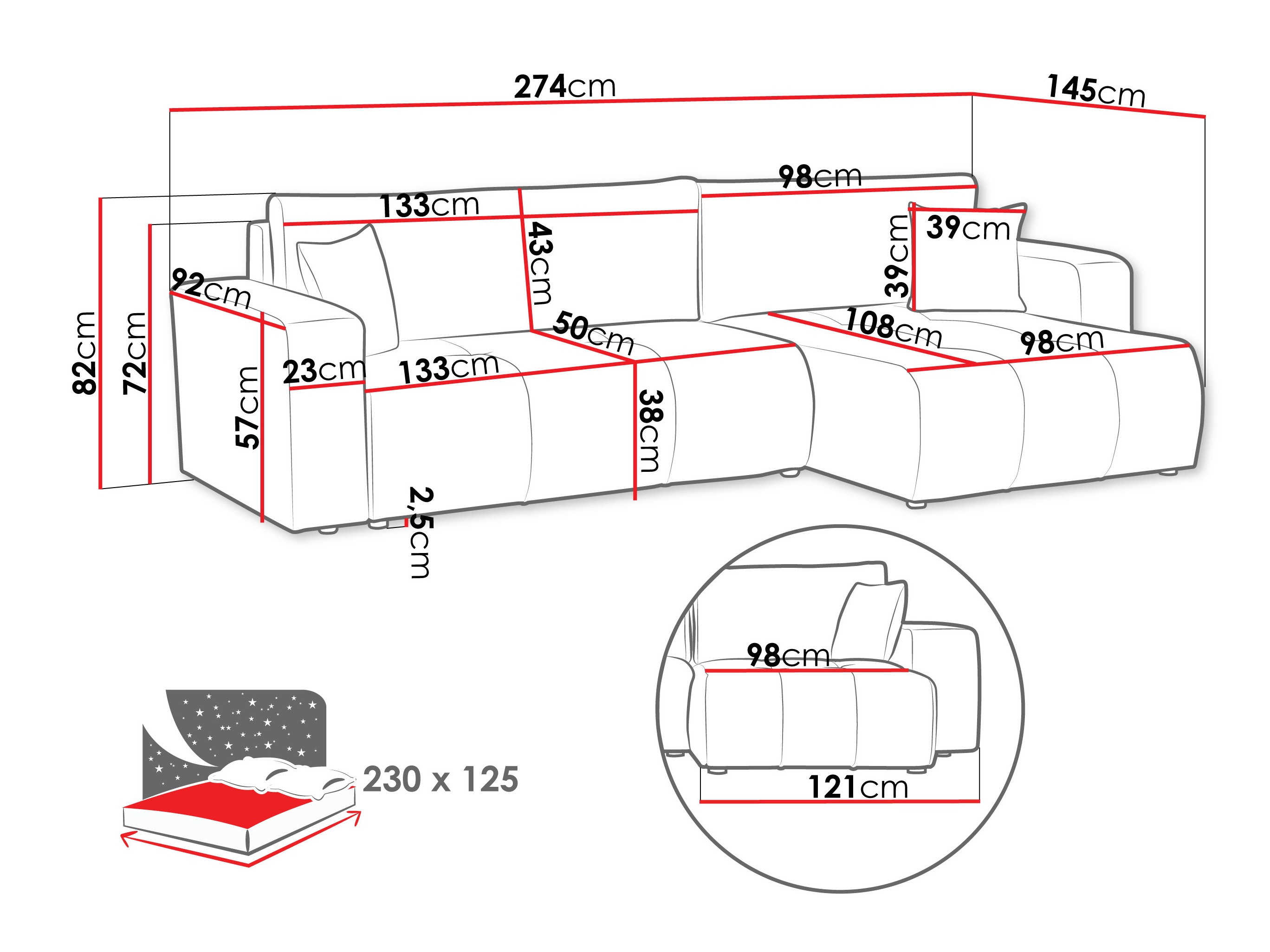 Corner sofa Comfivo Laurus I (Coral 45)