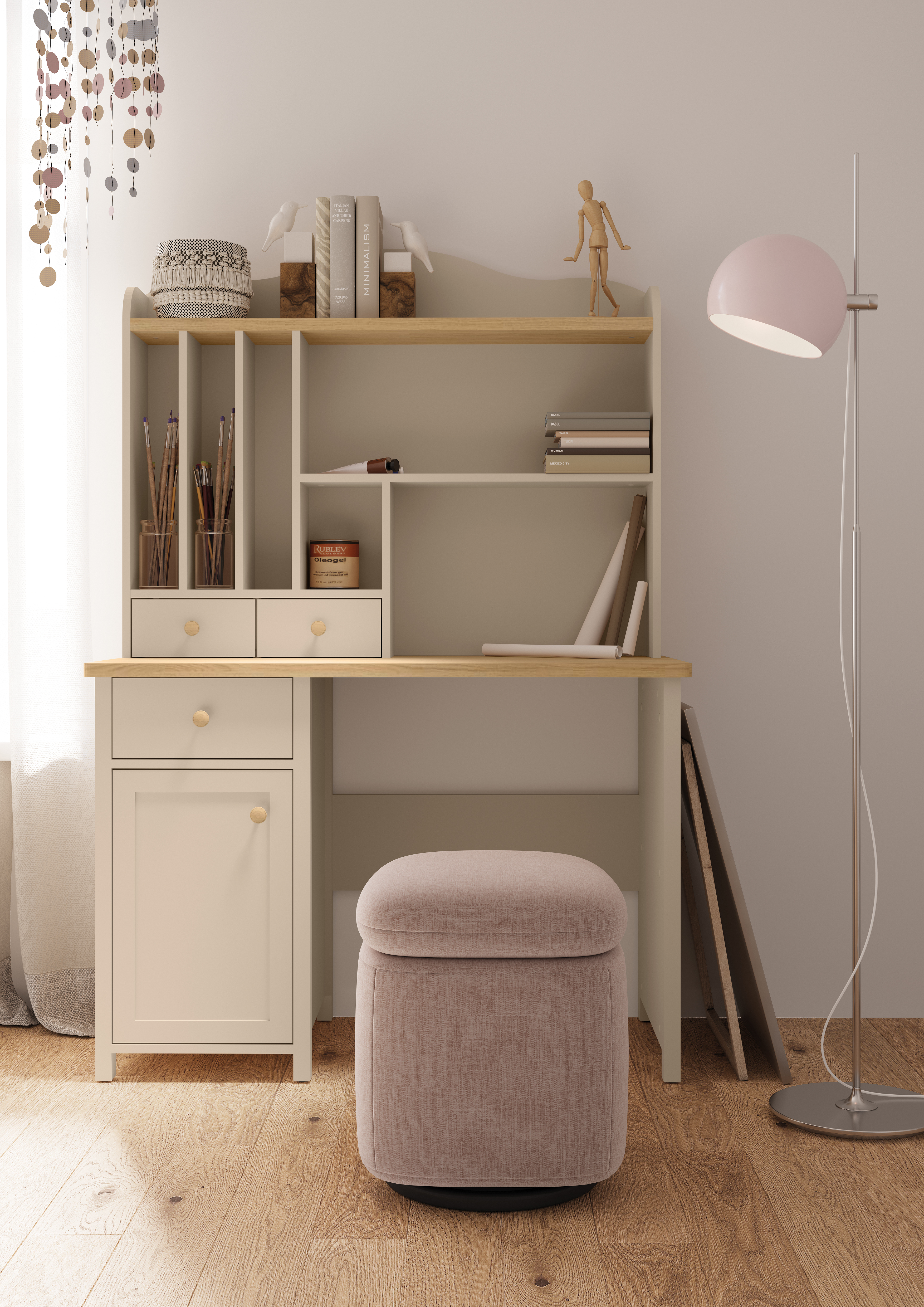 Desk Romelbo 139 (Beige + Oak)