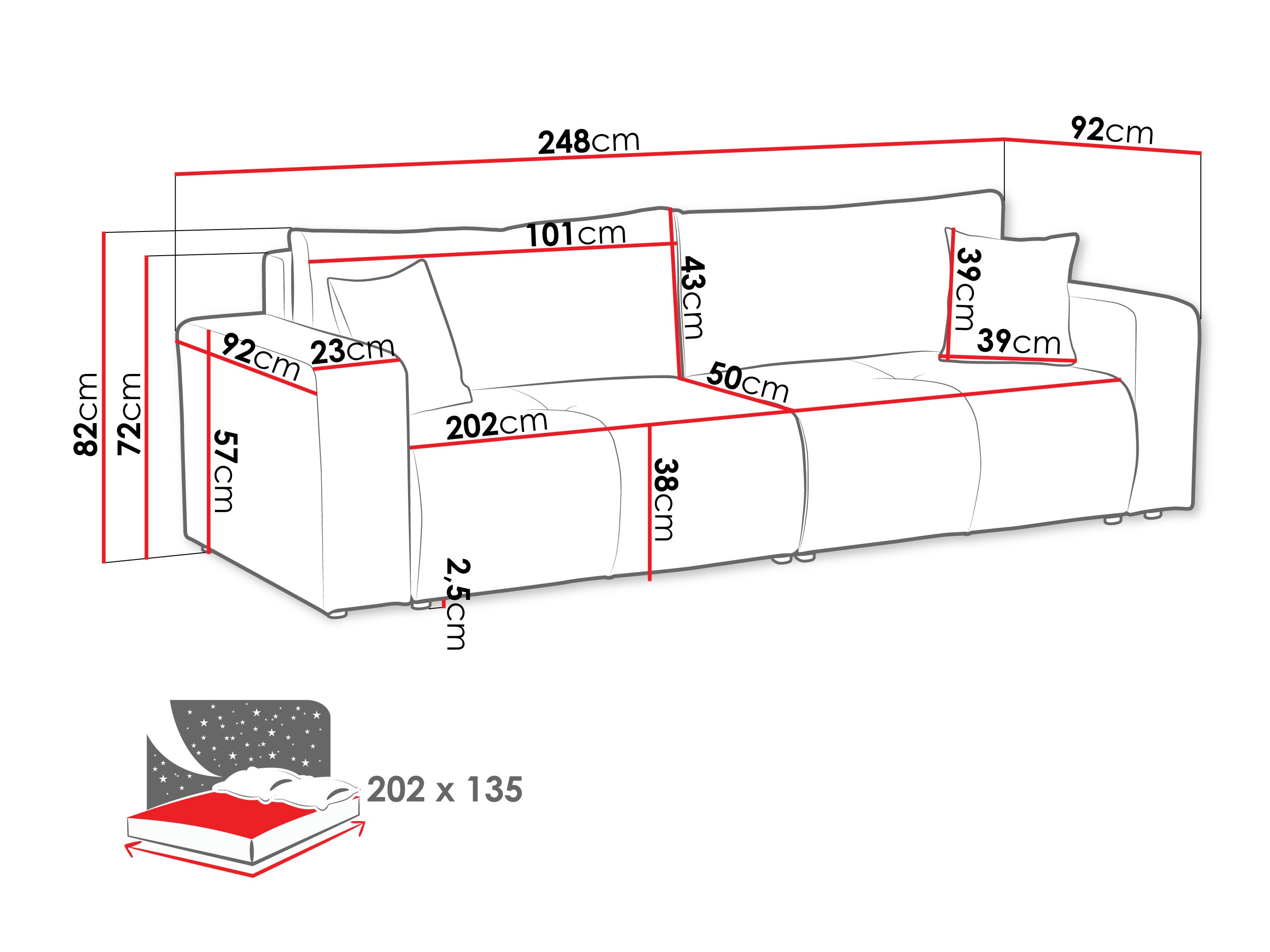 Sofa bed Comfivo Laurus (Coral 50)