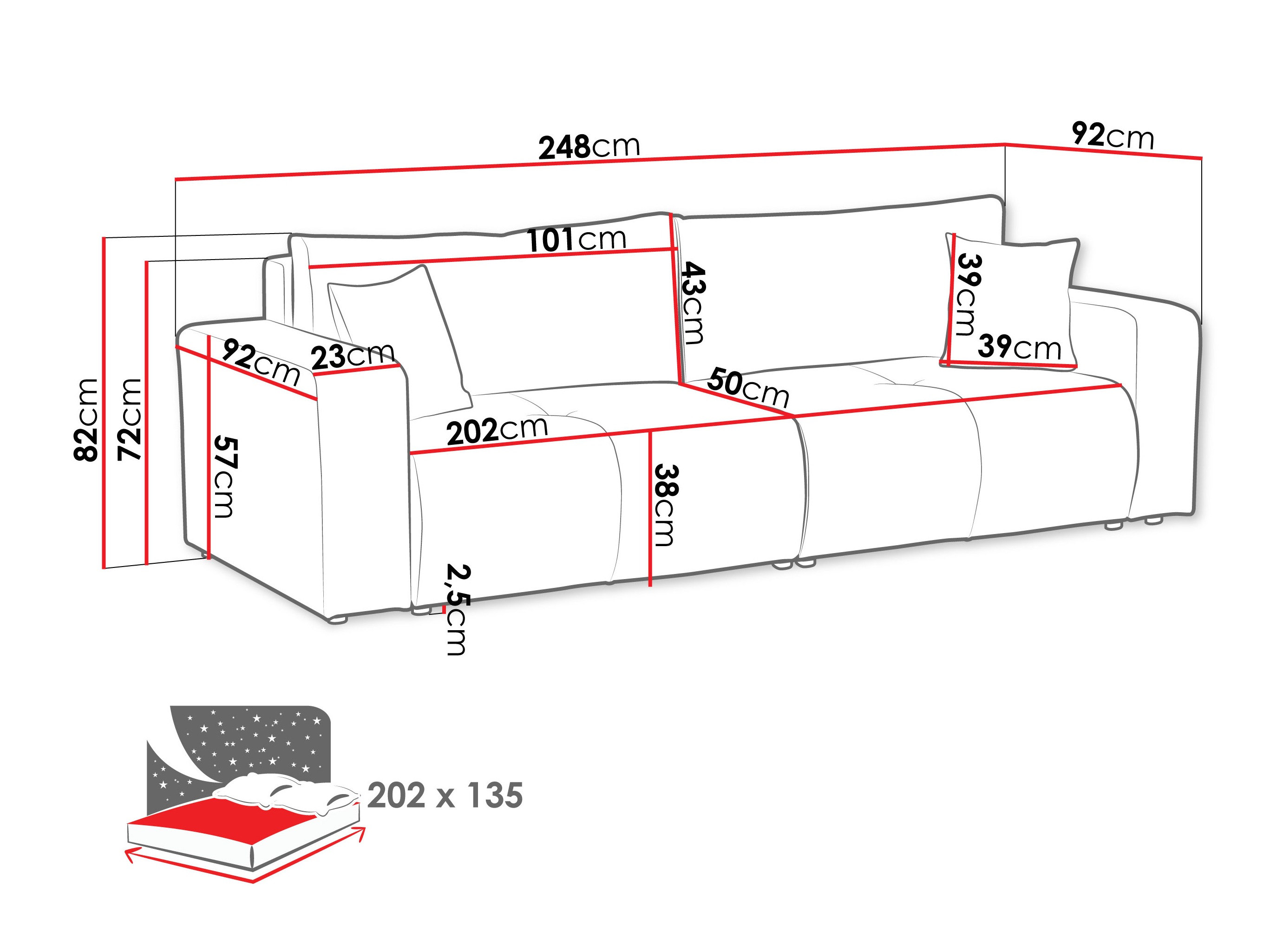 Sofa bed Comfivo Laurus (Coral 55)