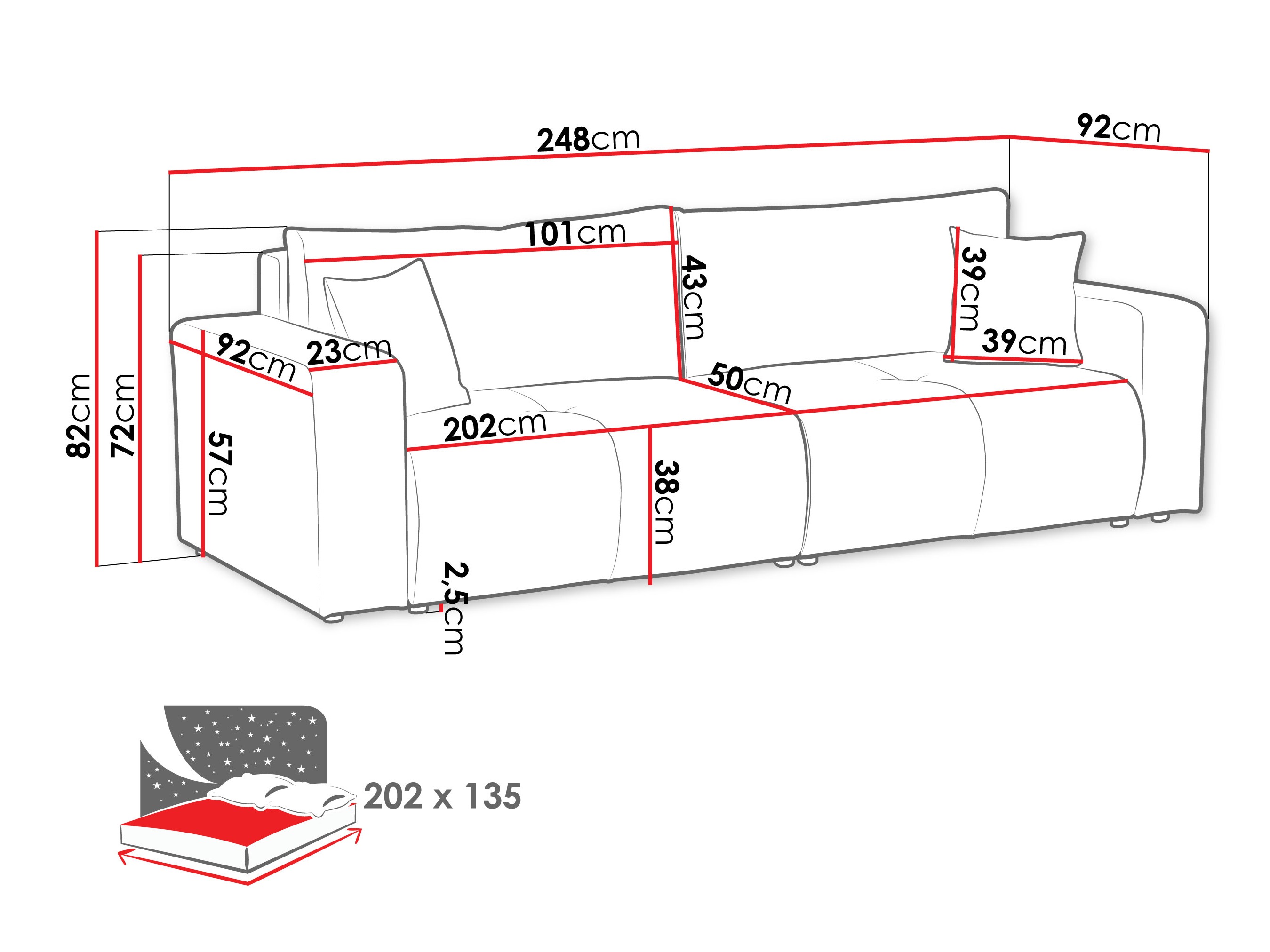 Sofa bed Comfivo Laurus (Coral 65)