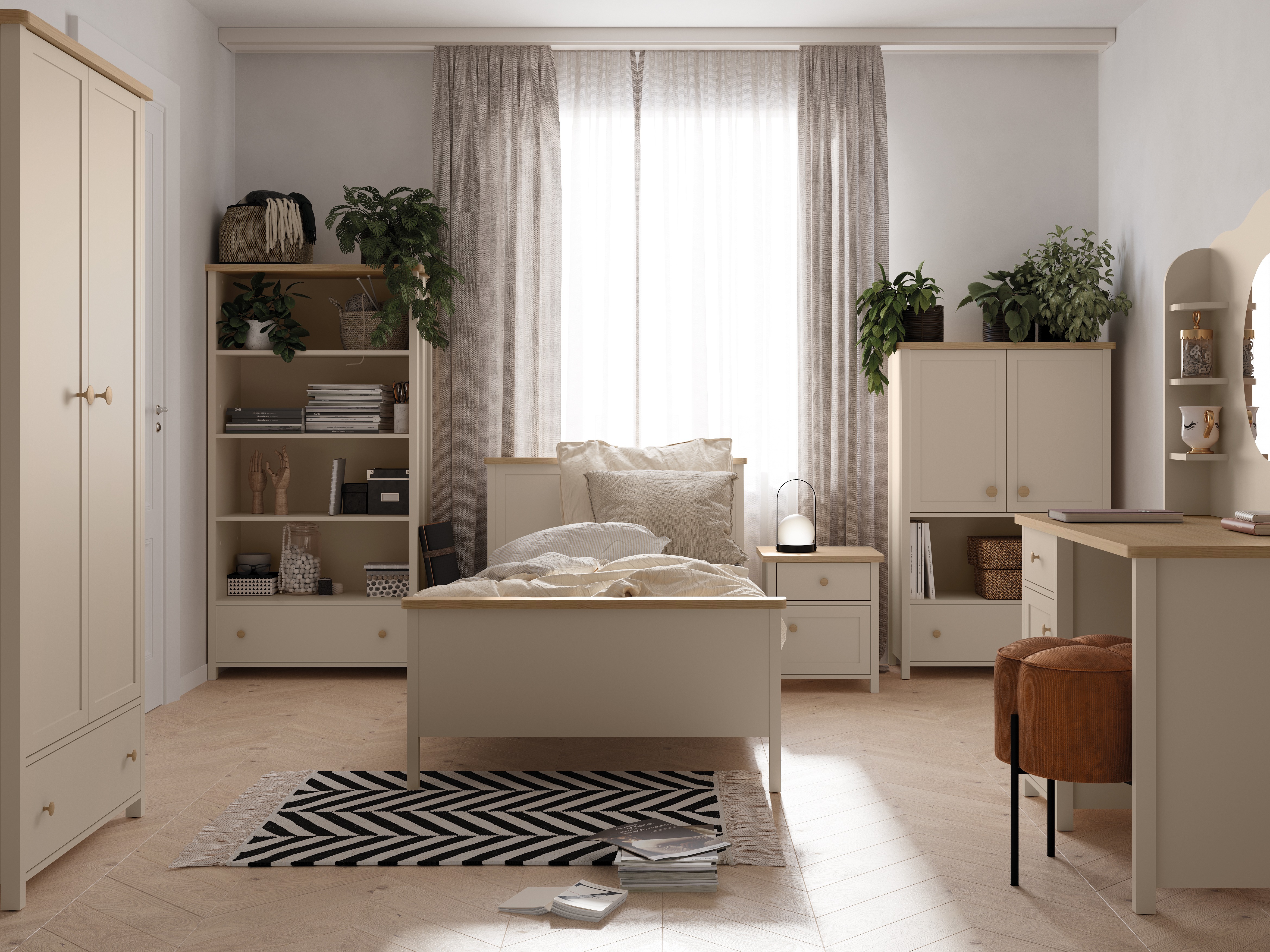 Bed Romelbo 148 (Beige + Oak)