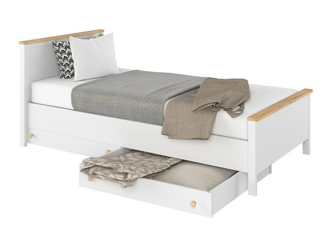 Bed Romelbo 148 (White + Oak)