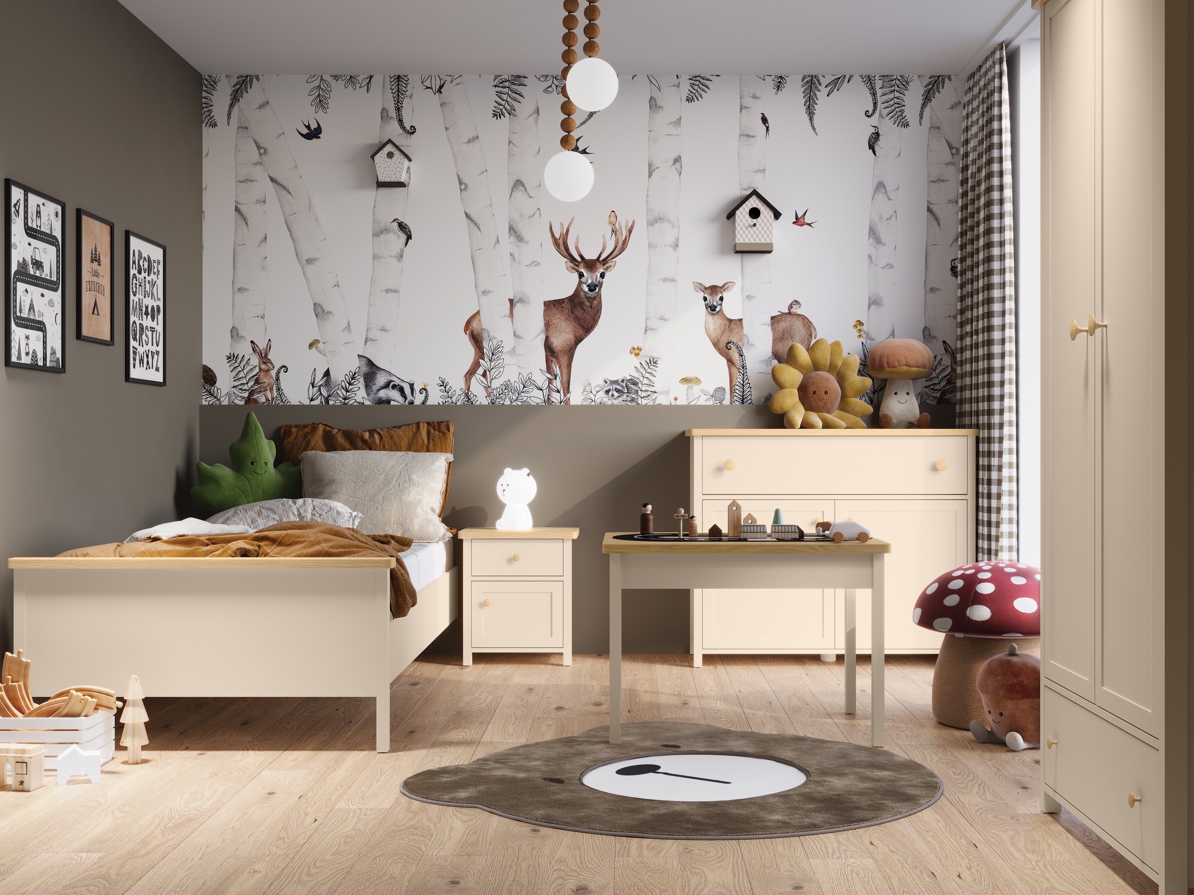 Chest of drawers Romelbo 150 (Beige + Oak)
