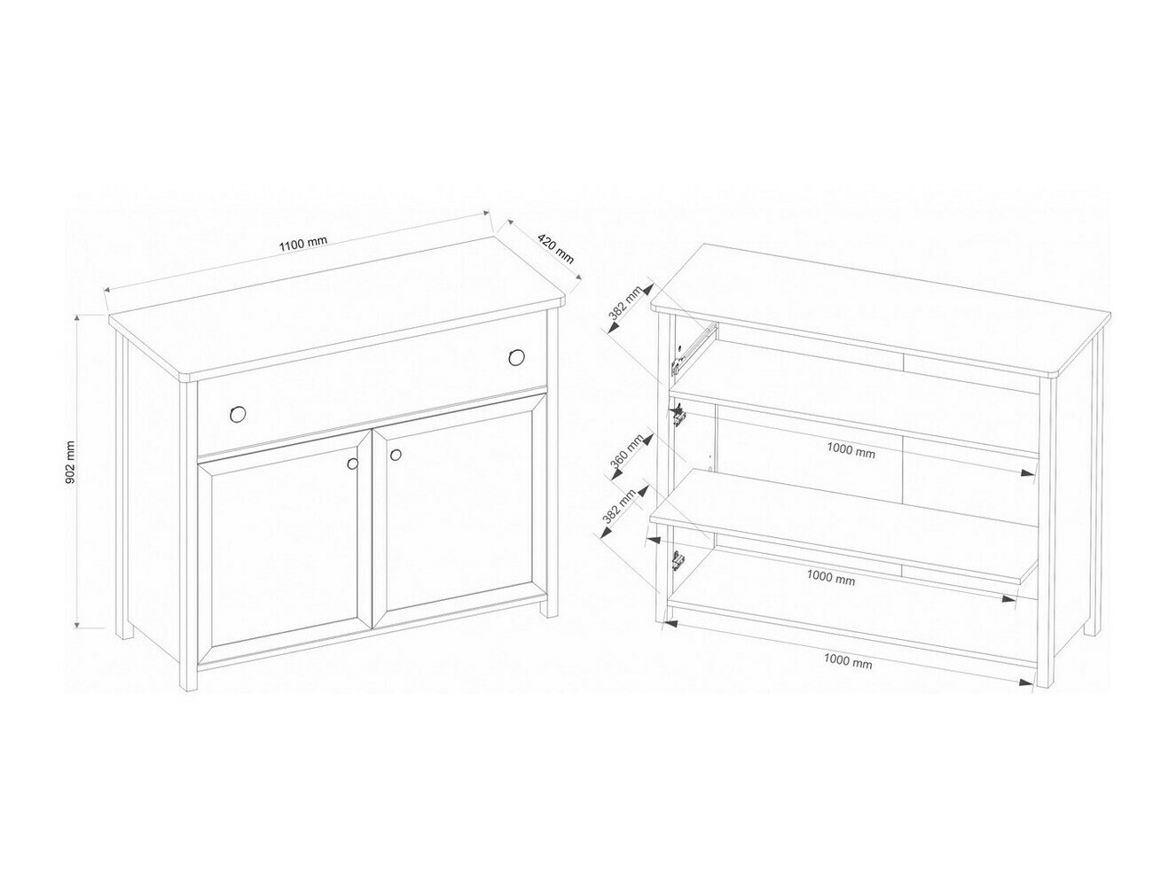 Chest of drawers Romelbo 150 (Beige + Oak)