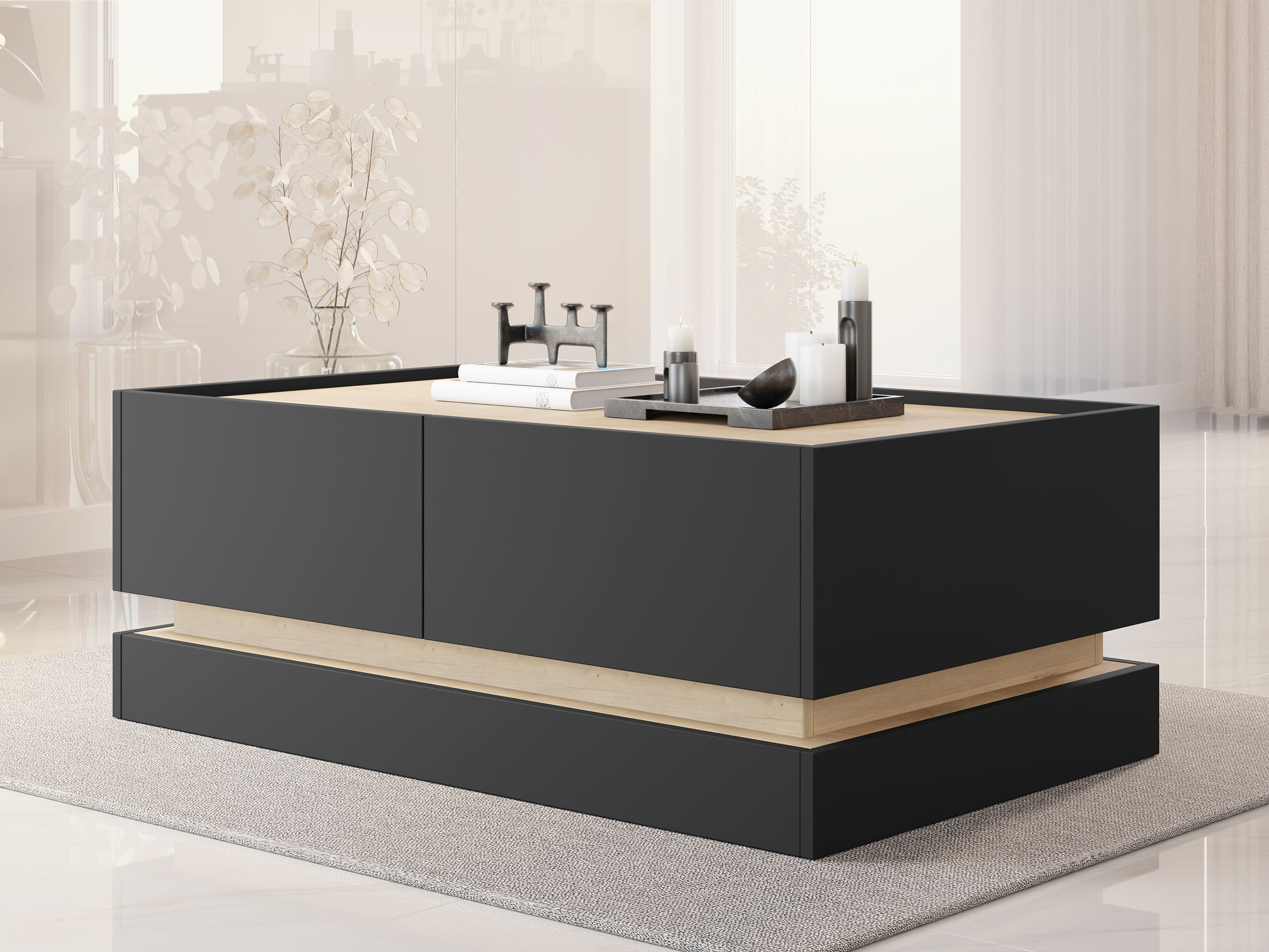 Coffee table Comfivo Dalvenu 103 (Black + Oak)