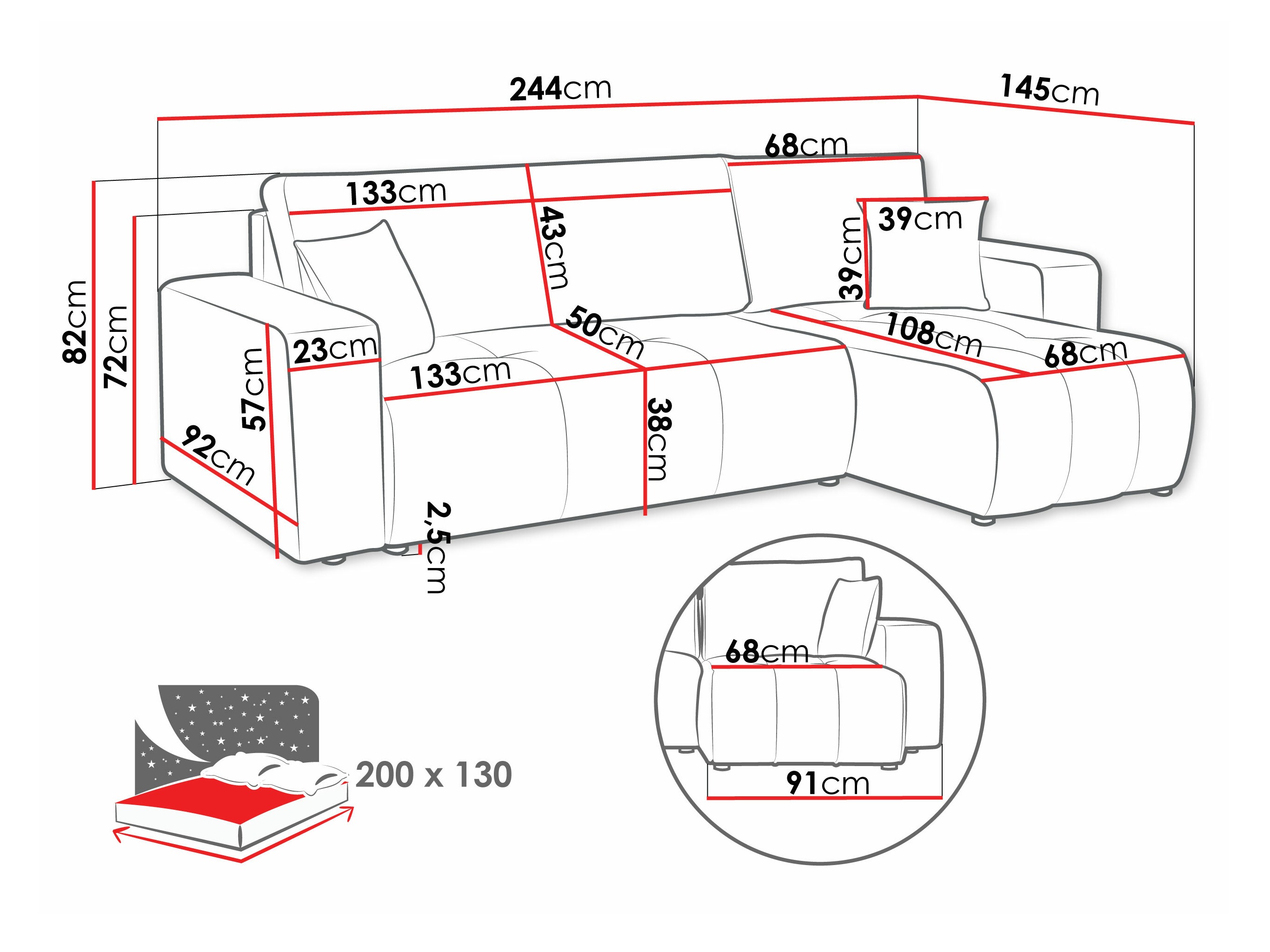 Corner sofa Comfivo Laurus (Coral 55)