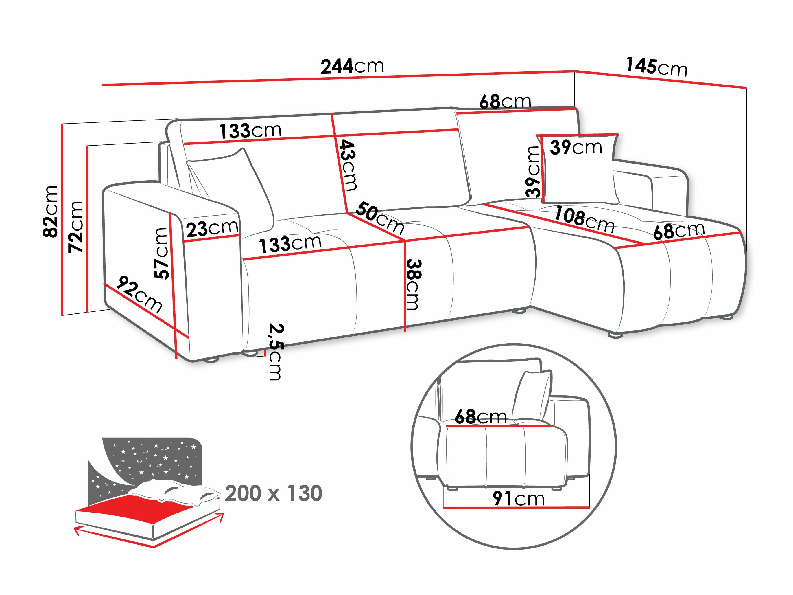 Corner sofa Comfivo Laurus (Coral 80)