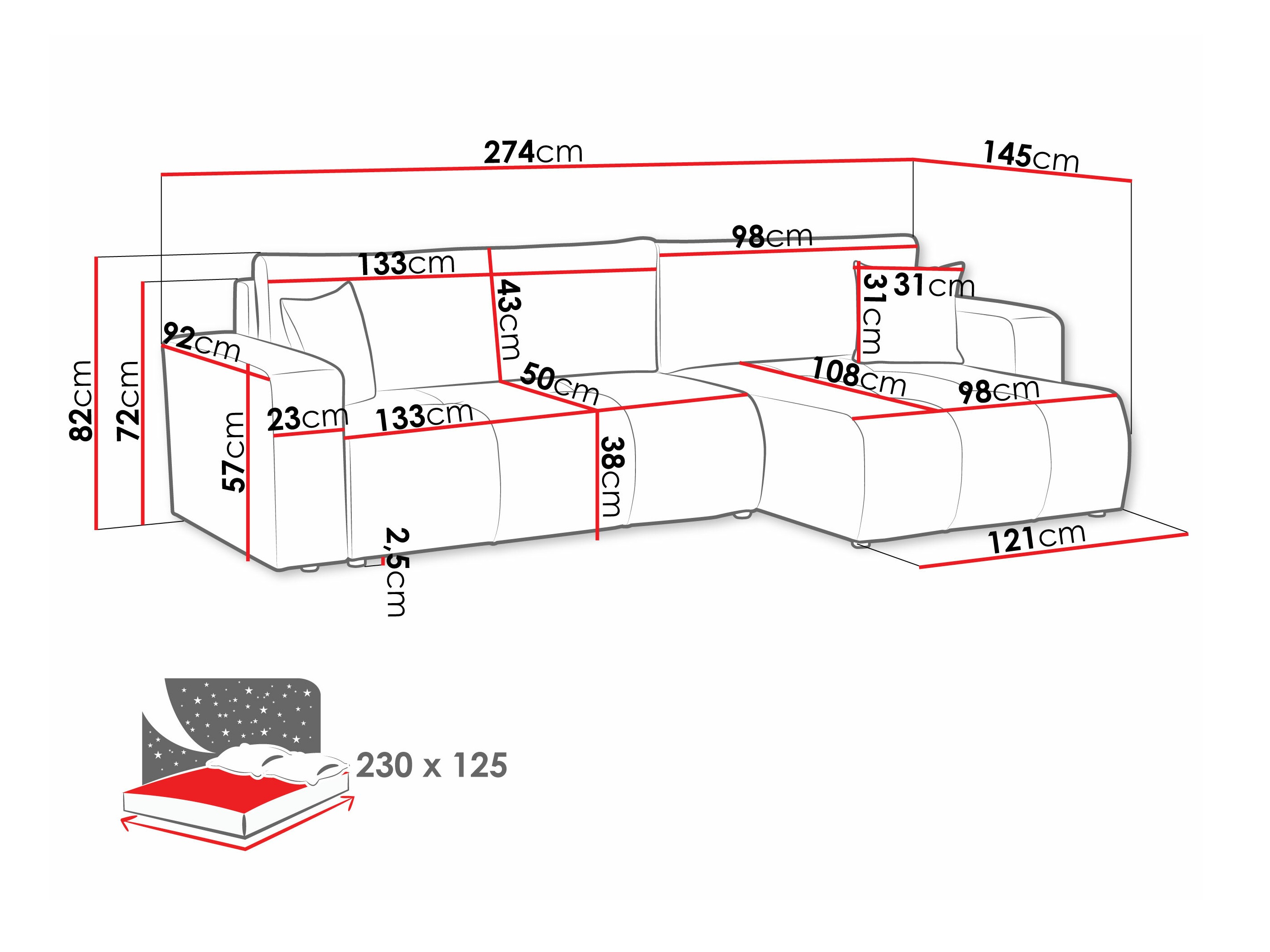Corner sofa Comfivo Laurus I (Coral 50)