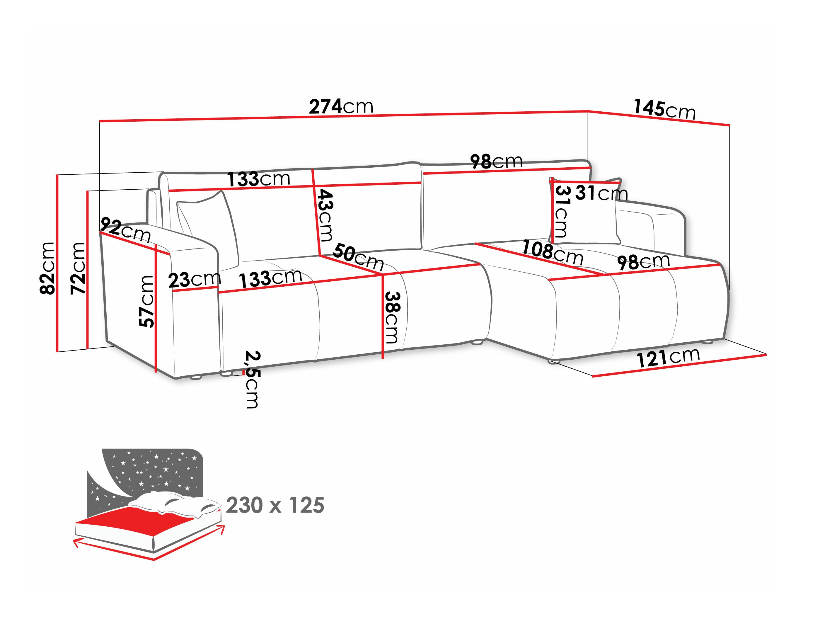 Corner sofa Comfivo Laurus I (Coral 55)
