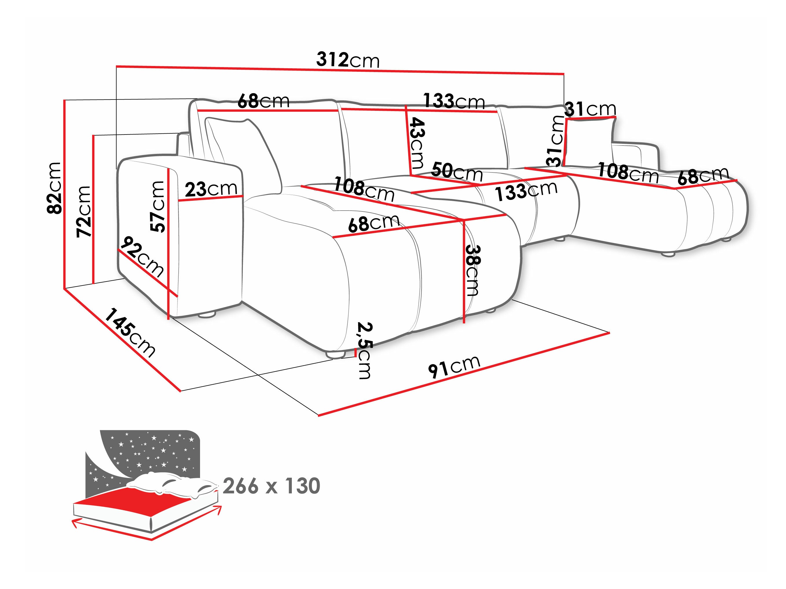 Corner sofa Comfivo Laurus II (Coral 75)