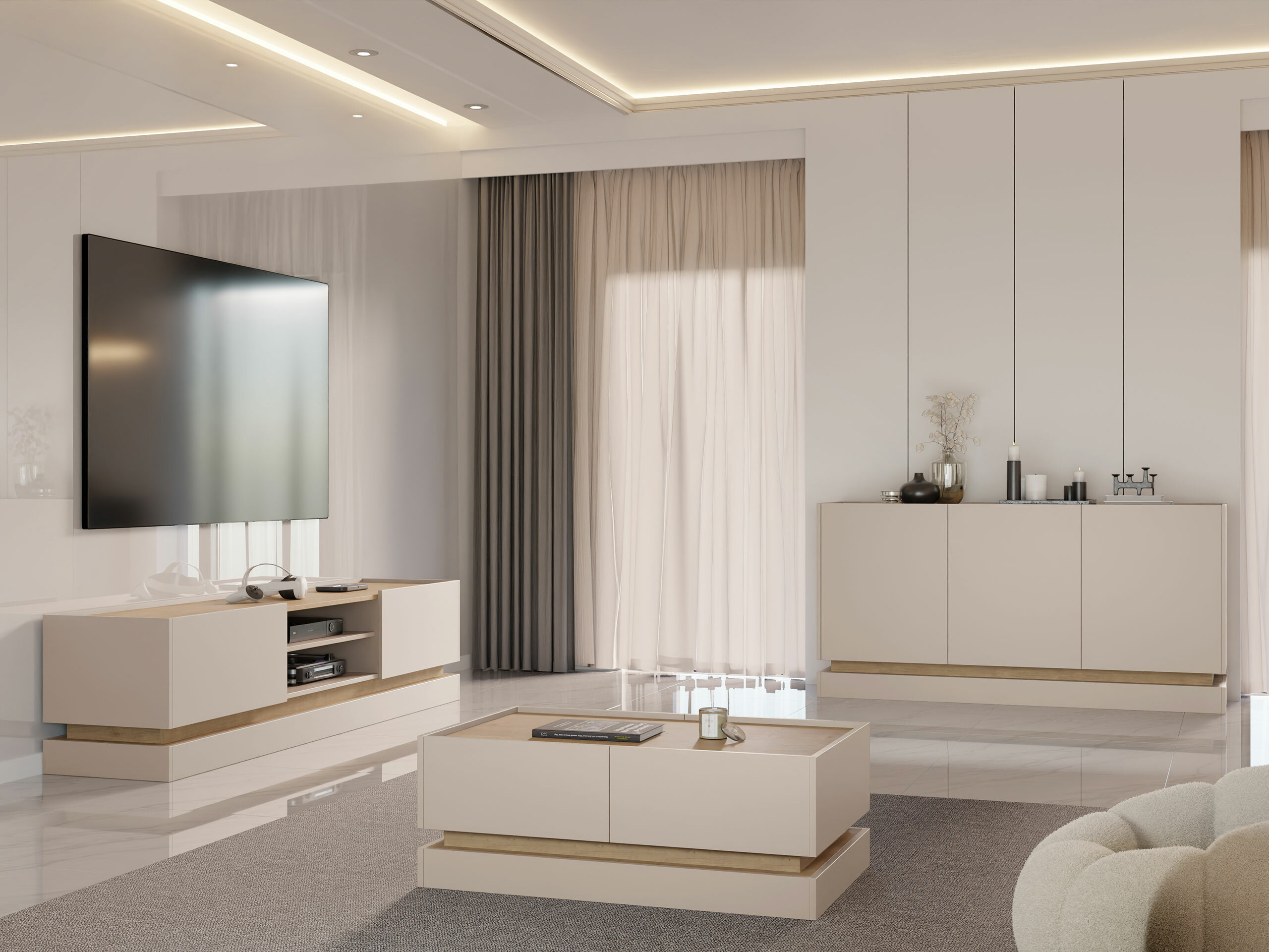 Sideboard Comfivo Tilia I (Cashmere + Oak)
