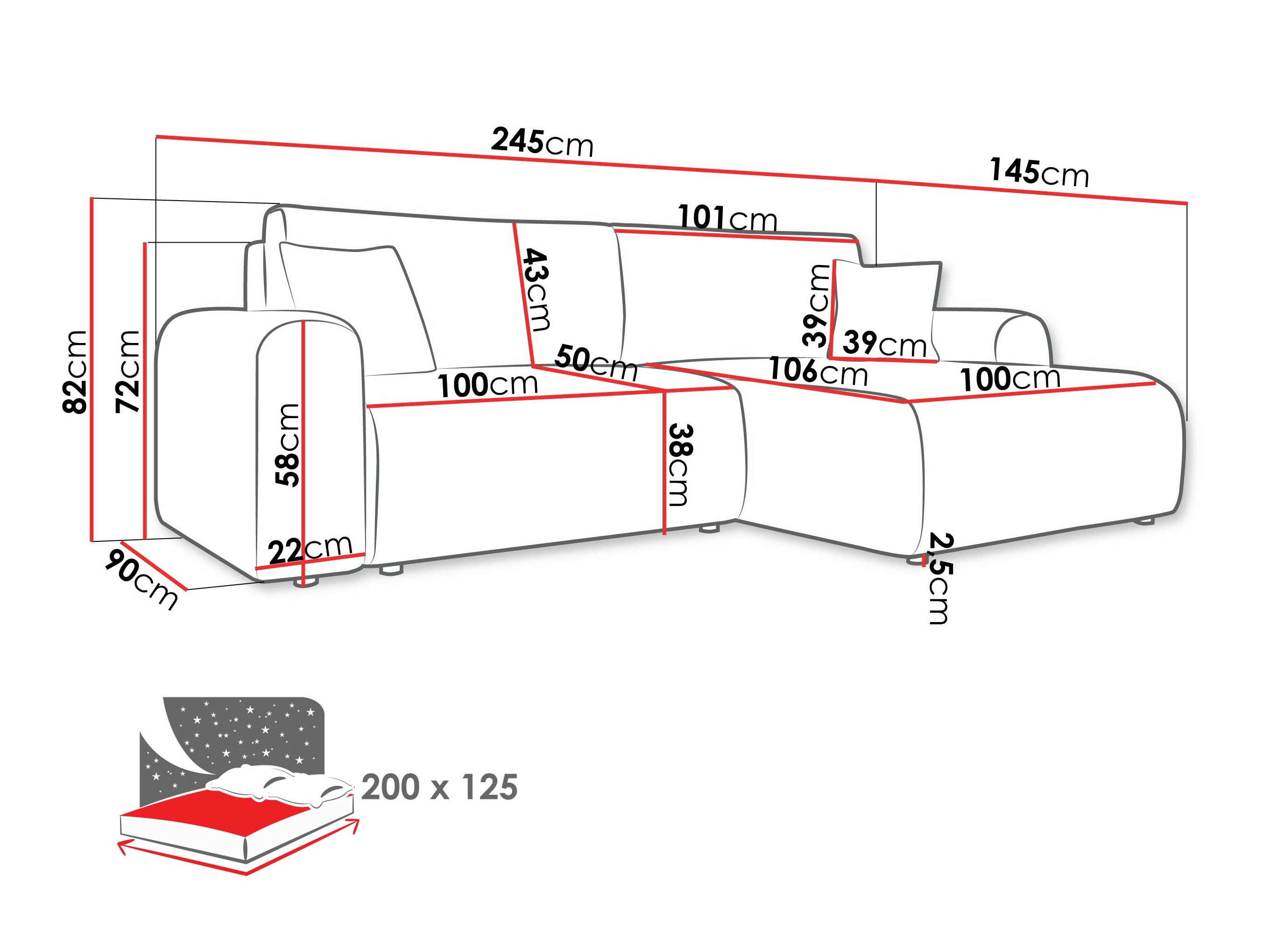 Corner sofa Luxum (Poso 02)