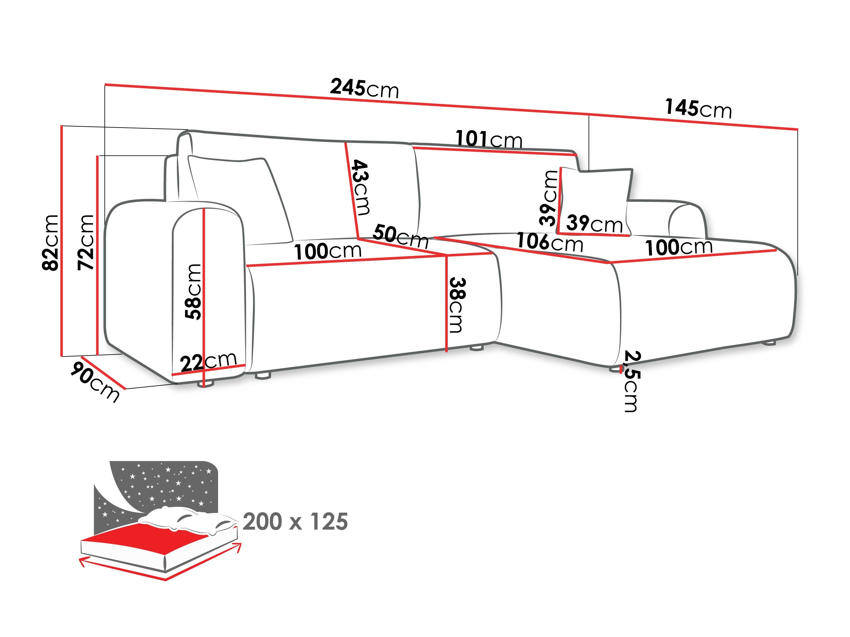 Corner sofa Luxum (Poso 100)