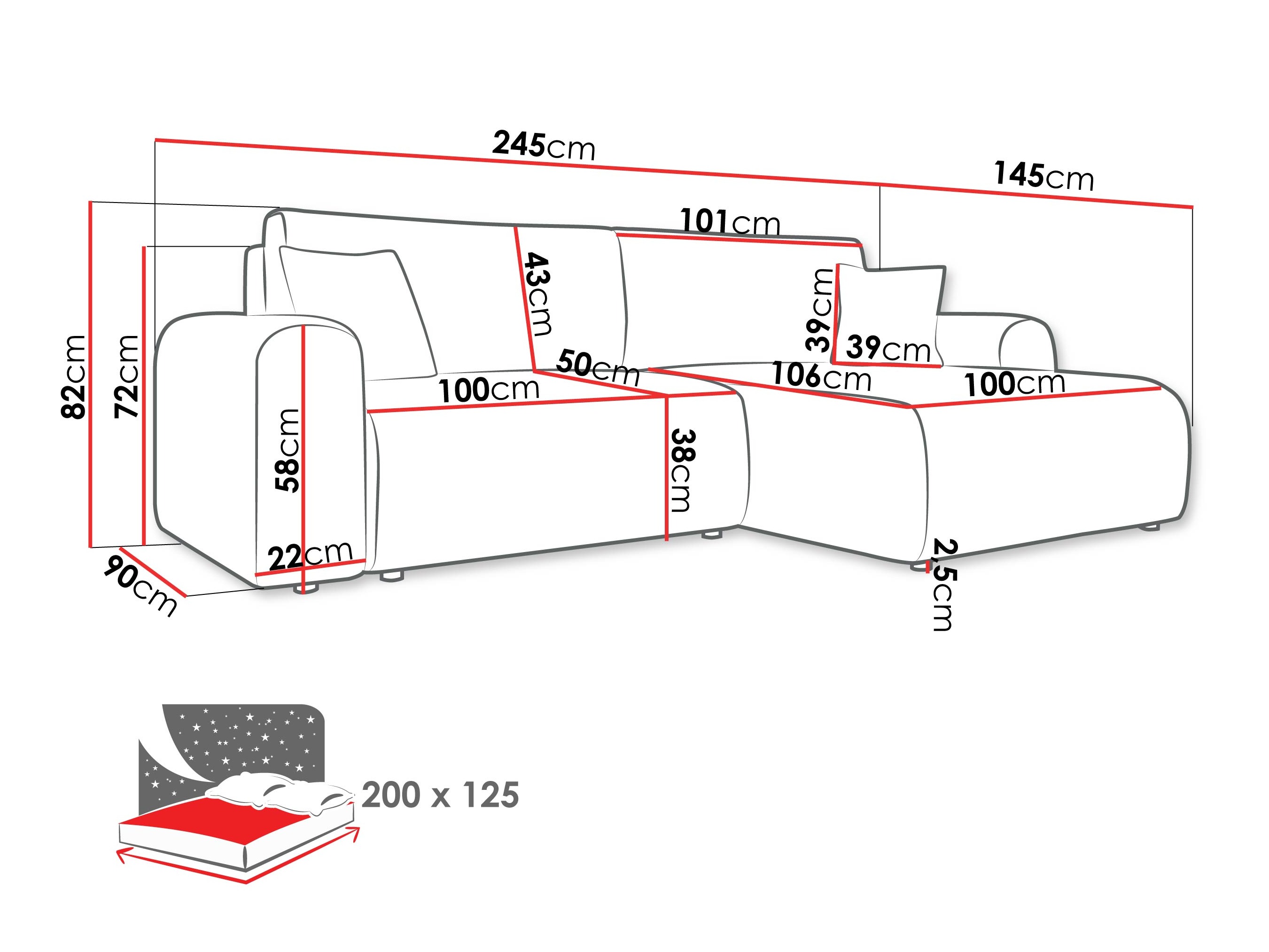Corner sofa Luxum (Poso 14)