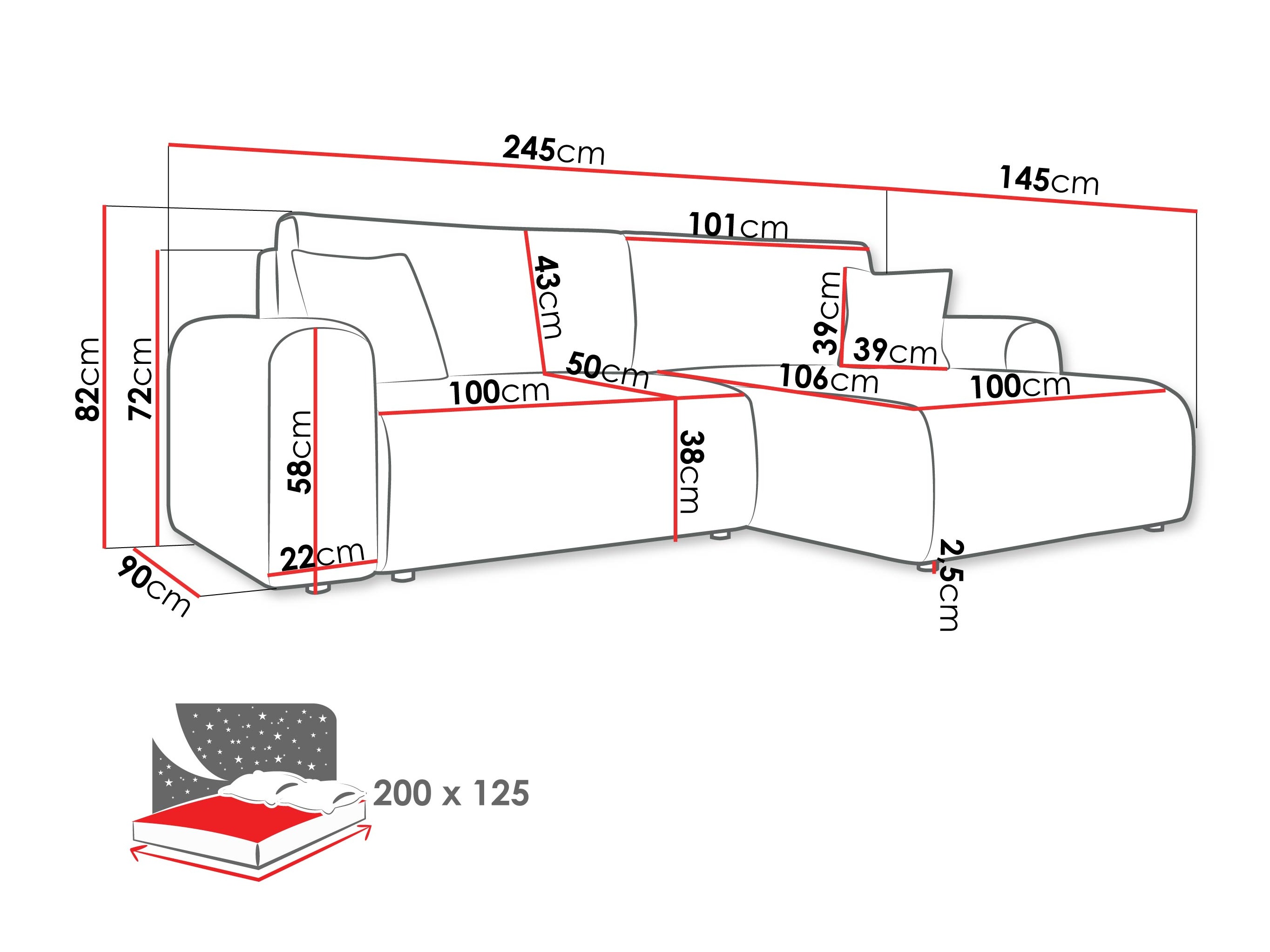 Corner sofa Luxum (Poso 22)