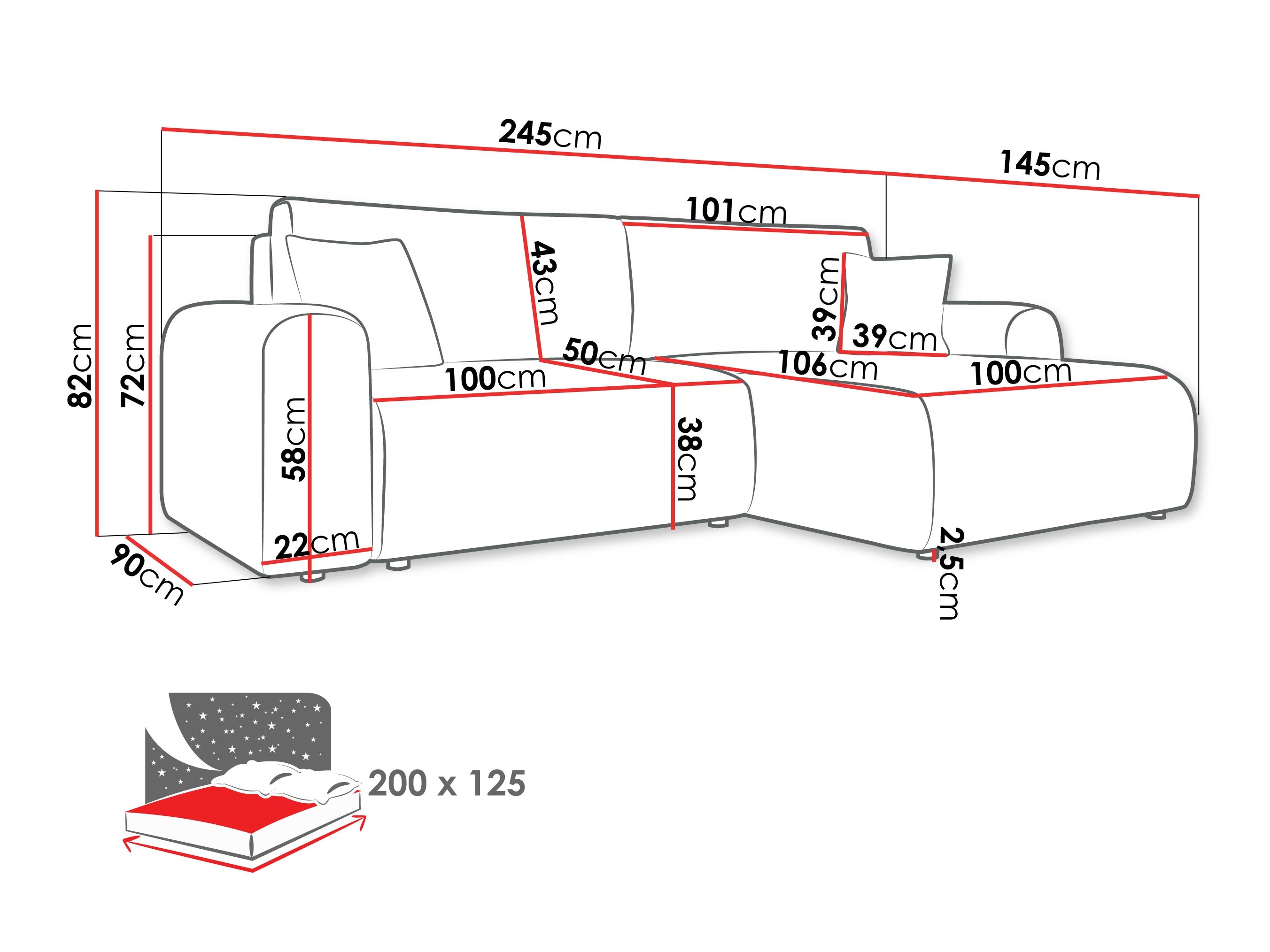 Corner sofa Luxum (Taro 11)