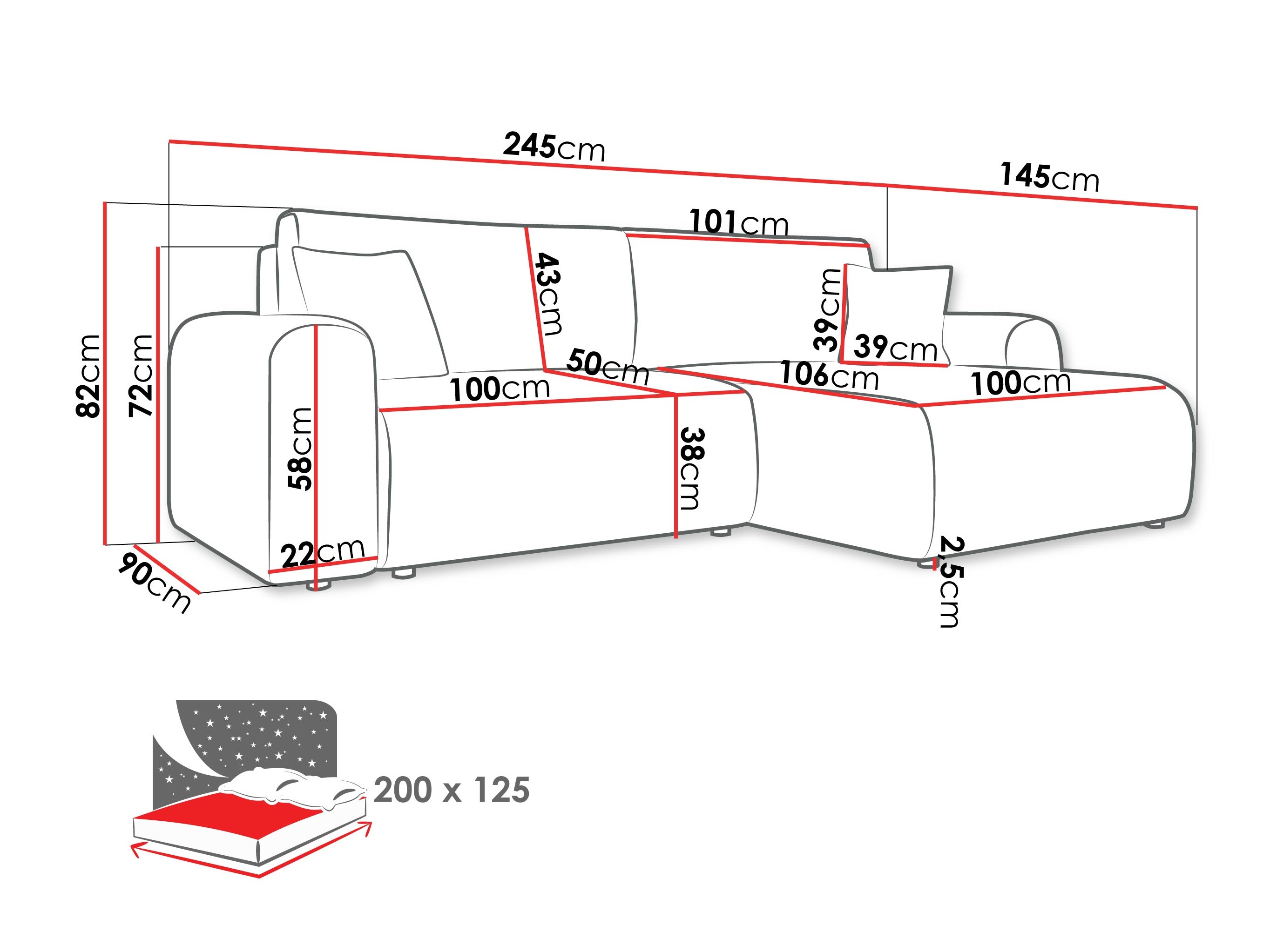 Corner sofa Luxum (Taro 25)